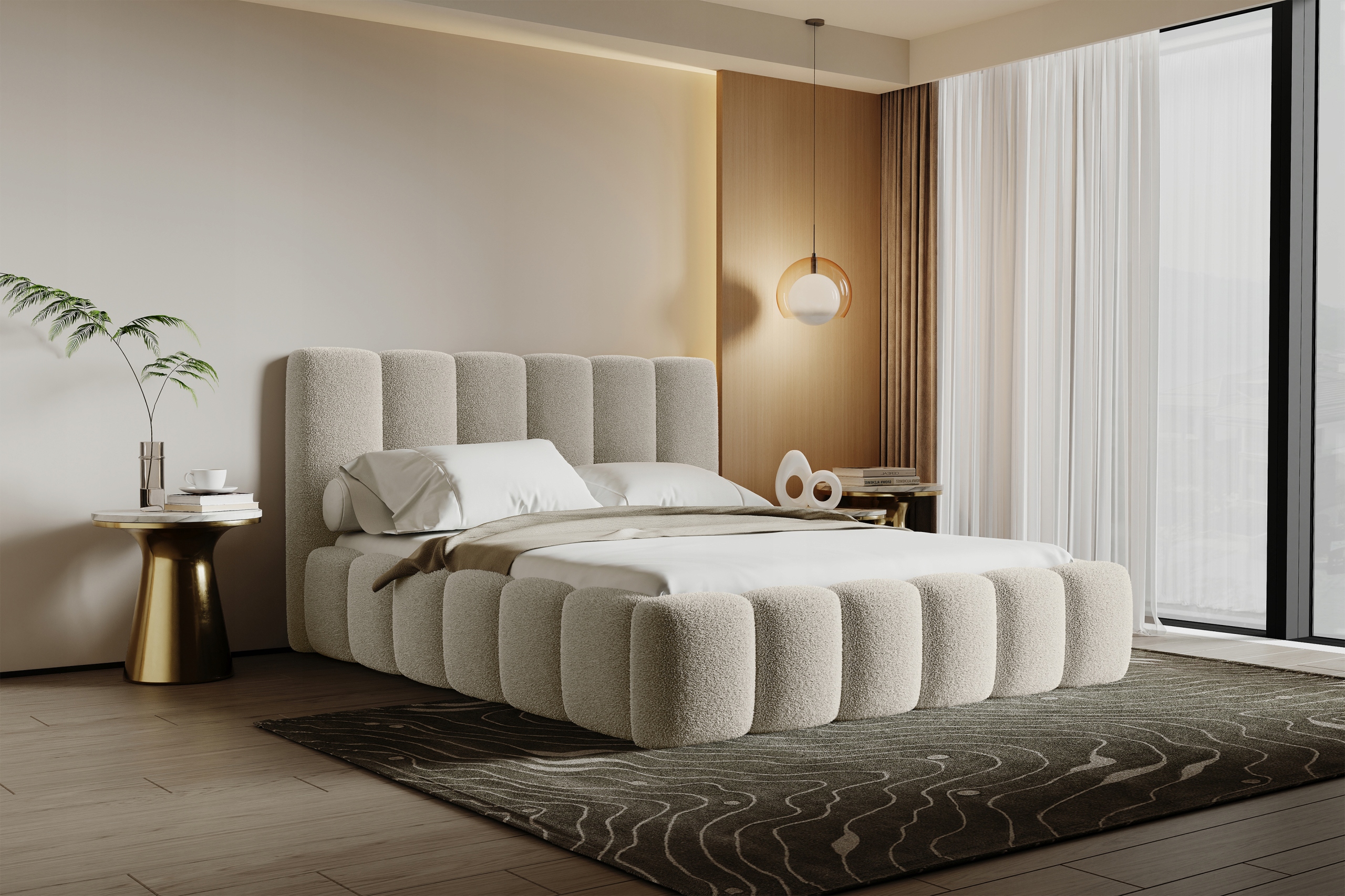 ŁÓŻKO TAPICEROWANE CAPRI 160X200 POJEMNIK MATERAC BOUCLE