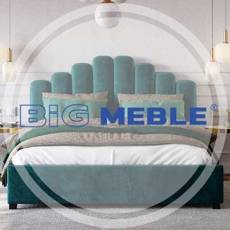 Łóżko 140x200 tapicerowane z pojemnikiem stelażem welur beżowe VINCI [W] Szerokość mebla 149 cm