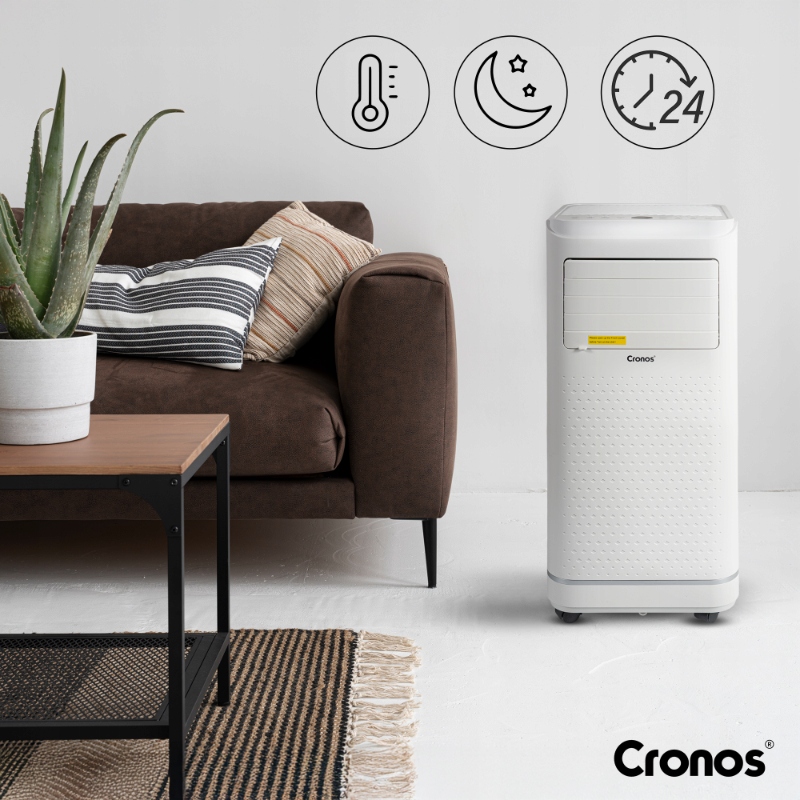 KLIMATYZATOR PRZENOŚNY 2600W CICHY 2,6KW 25m2 PILOT I AKCESORIA CRONOS Klasa energetyczna- chłodzenie A