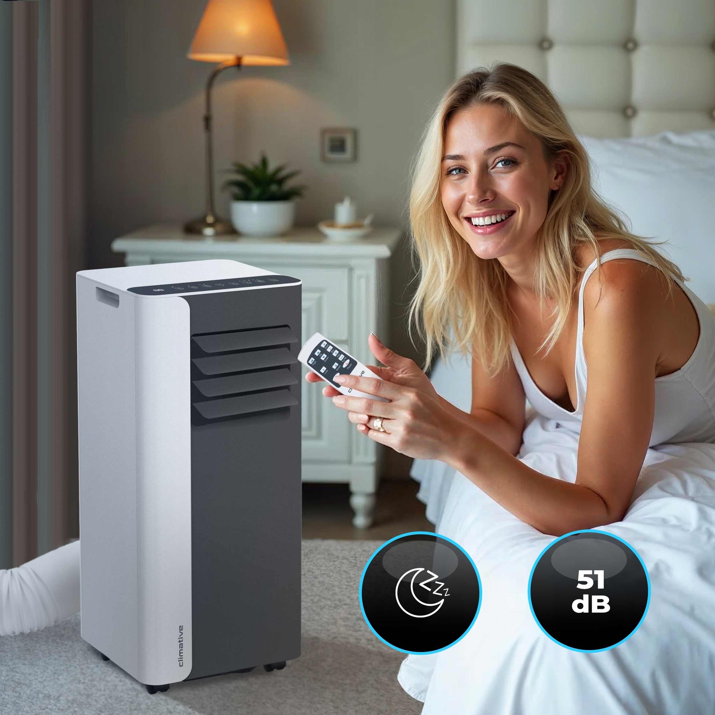 Klimatyzator przenośny MINI 2,6 kW mały cichy WiFi 26 m2 osuszacz uszczelka Marka Climative