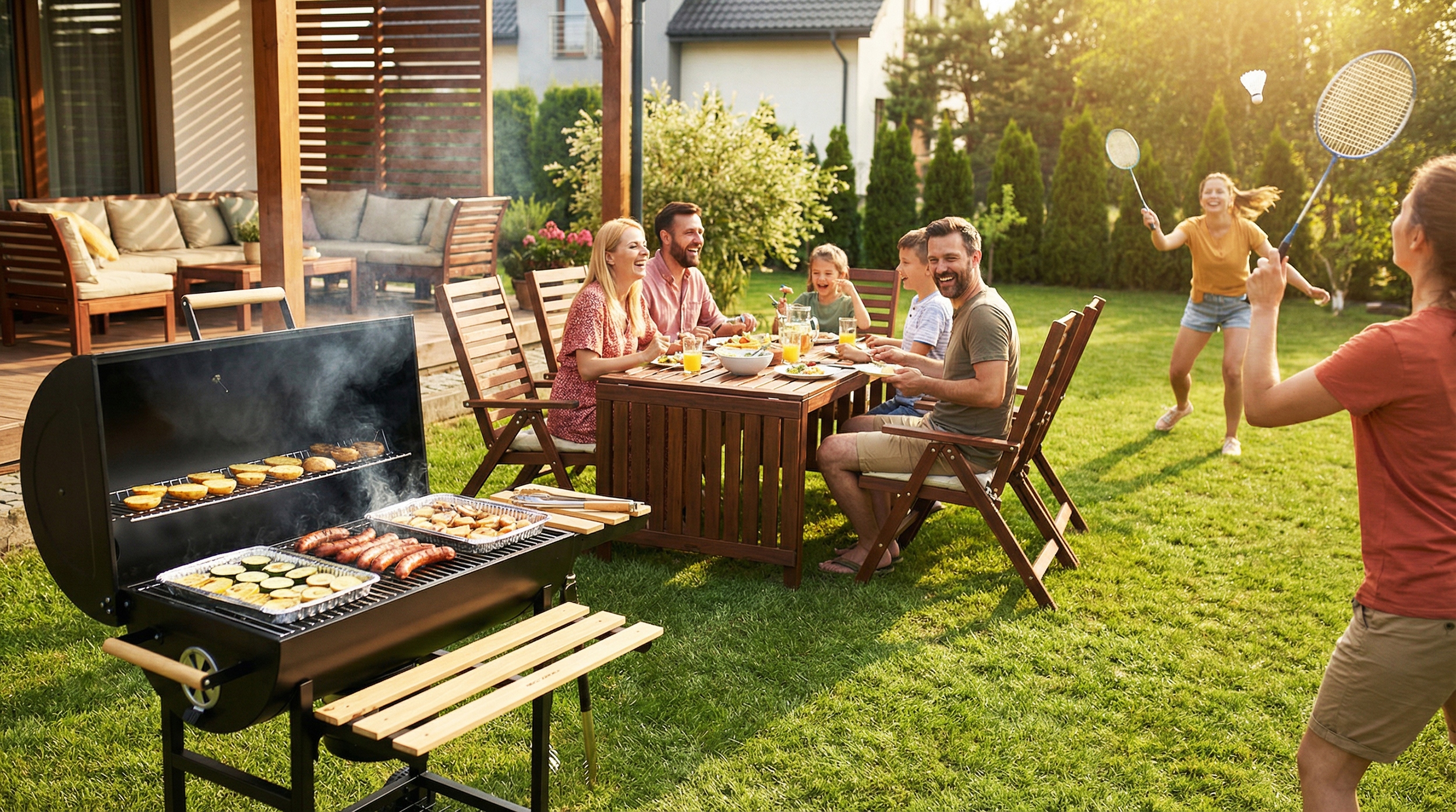 GRILL OGRODOWY WĘGLOWY BECZKOWY | KOMIN | TERMOMETR | POPIELNIK | XXL Szerokość rusztu 43 cm