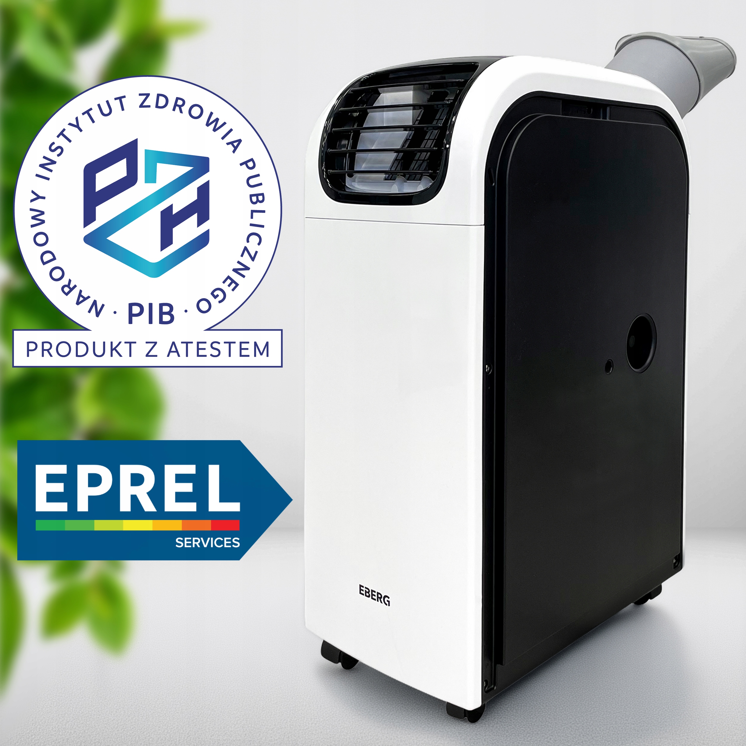 Klimatyzator przenośny 4w1 EBERG QUBO 4kW Osusza 70l/24h+WiFi +Pompa ciepła Informacje dodatkowe sterowanie przez Wi-Fi wbudowany wyświetlacz temperatury