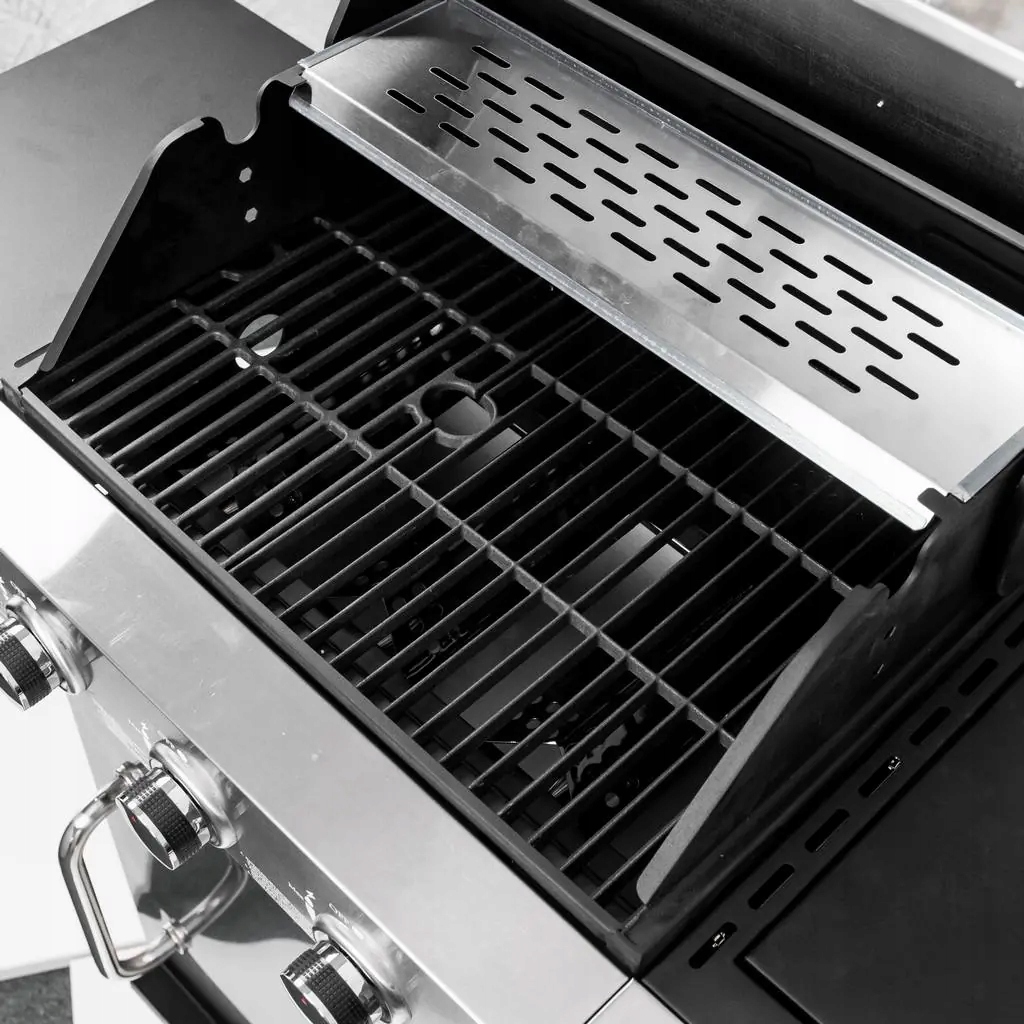 GRILL GAZOWY Ogrodowy RUSZT ŻELIWNY 13kW 4+1 STAL NIERDZEWNA + SZAFKA Długość rusztu 60 cm