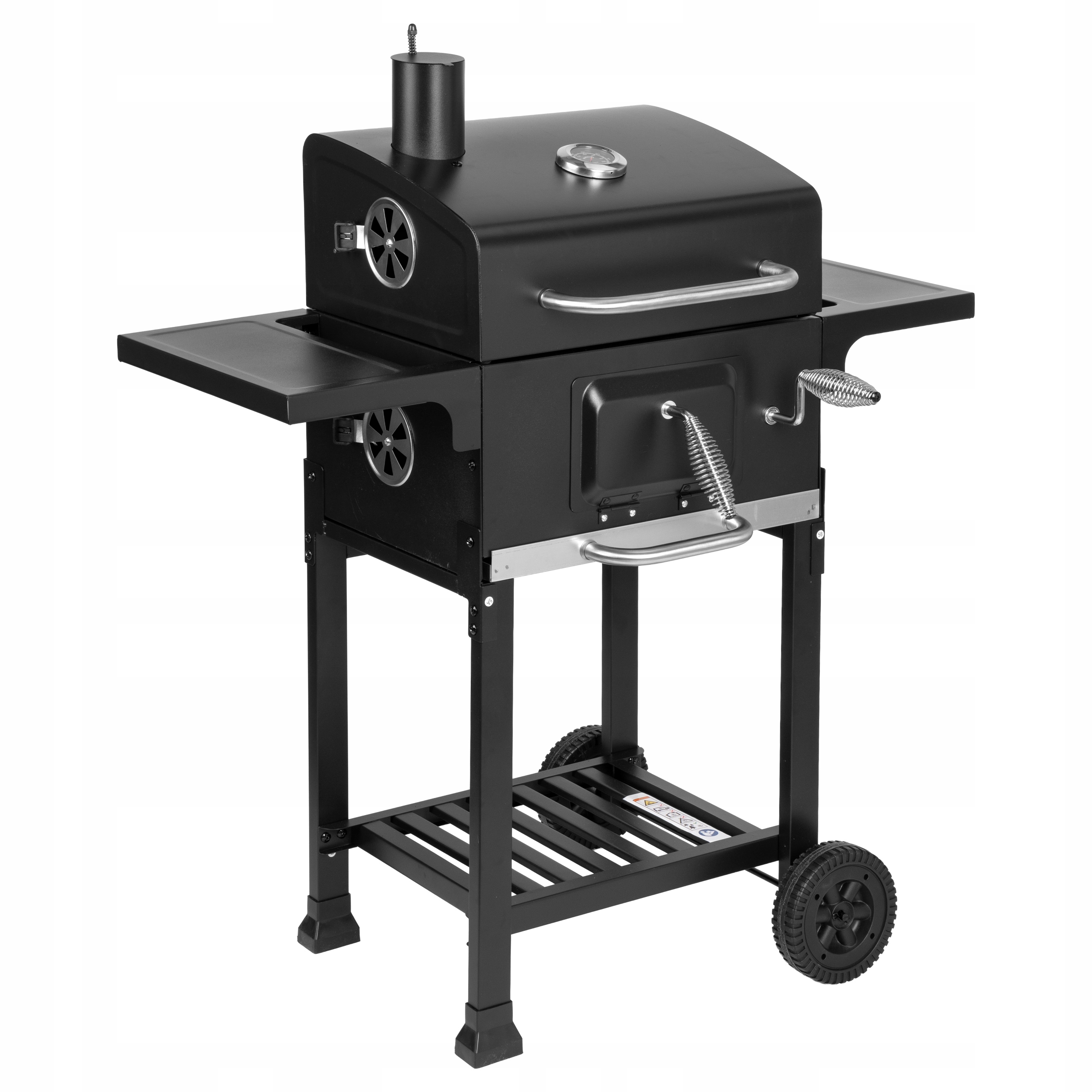 GRILL WĘGLOWY DUŻY ŻELIWNY RUSZT OGRODOWY Z POKRYWĄ POPIELNIK + TERMOMETR Szerokość grilla 88 cm