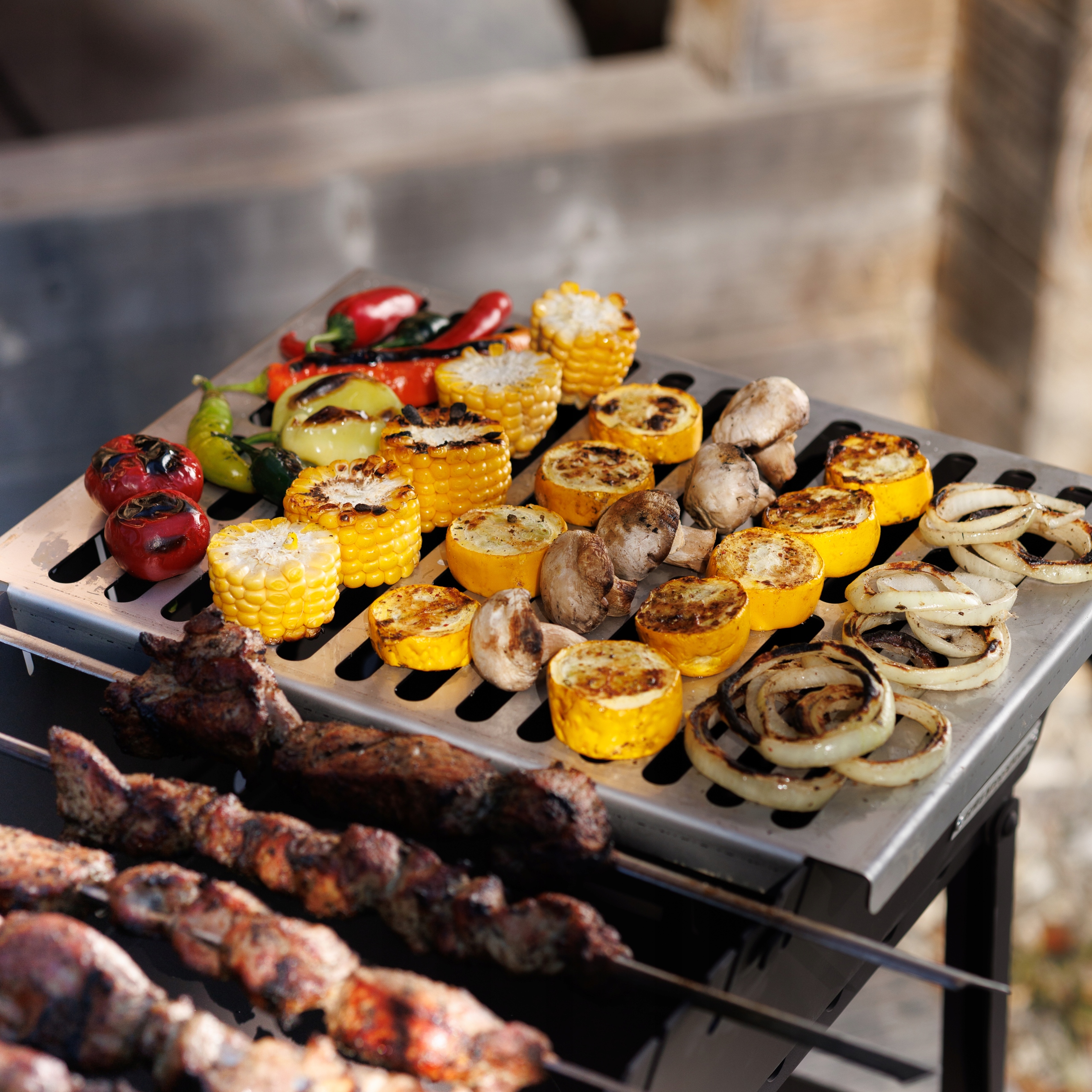 Mangal Grill Walizka Na 8 Szpikulec Składany Węglowy Metal 2mm Solidny Długość rusztu 46 cm