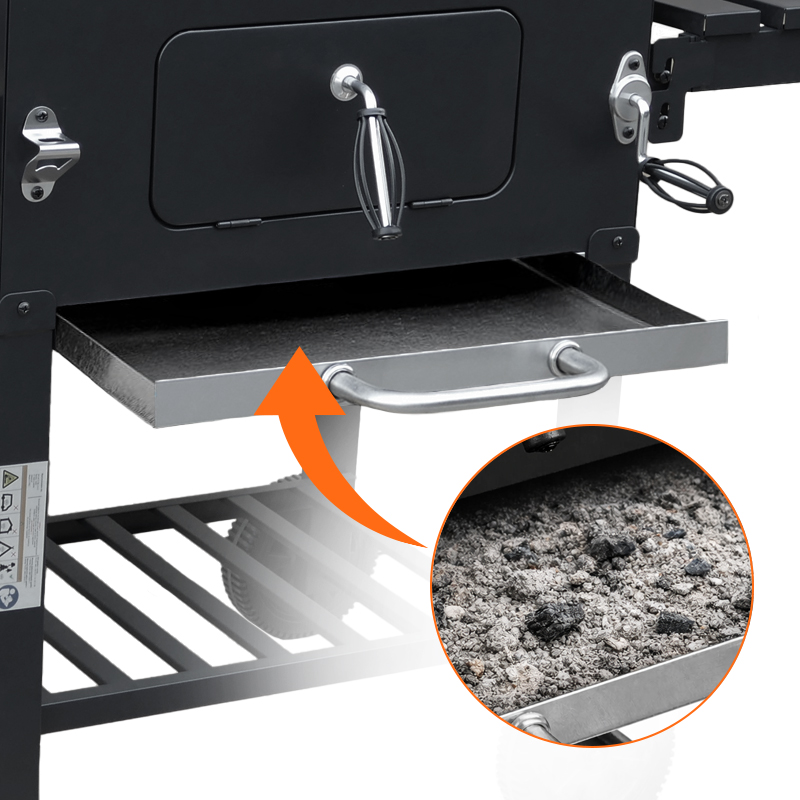 GRILL ZAMYKANY WĘGLOWY OGRODOWY DUŻY POKRYWA PÓŁKI BLAT OTWIERACZ POPIELNIK Szerokość rusztu 40.5 cm