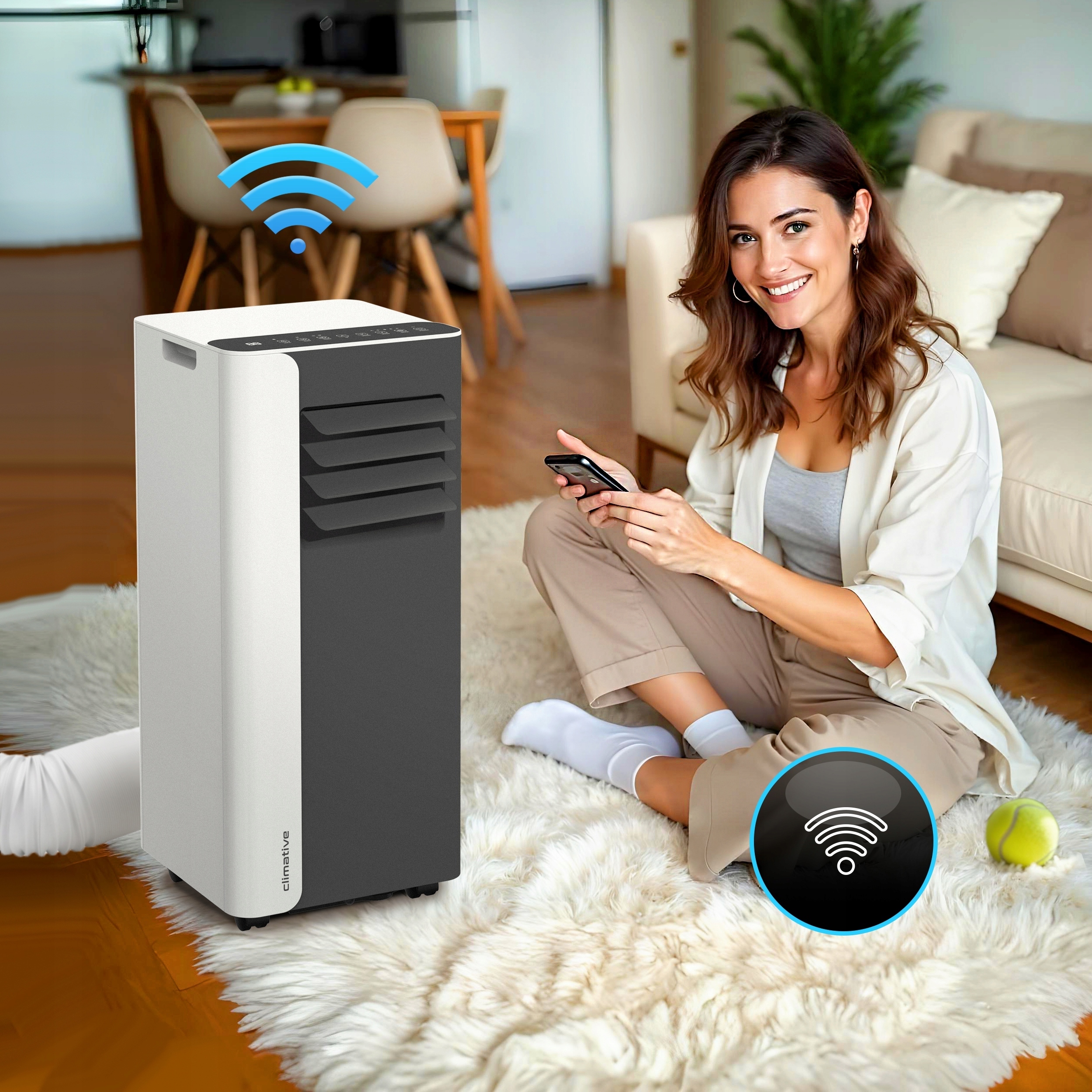 Klimatyzator przenośny MINI 2,6 kW mały cichy WiFi 26 m2 osuszacz uszczelka Kod producenta AC26-S MINI