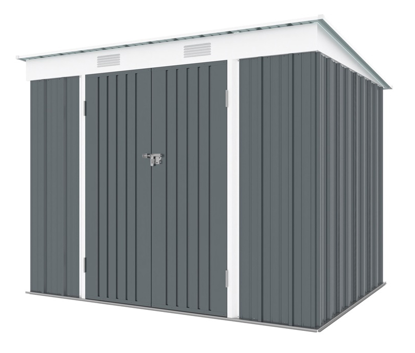 Domek ogrodowy metalowy 2,4x1,8 m Antracyt Riwall PRO RMSP 6x8 garaż szary
