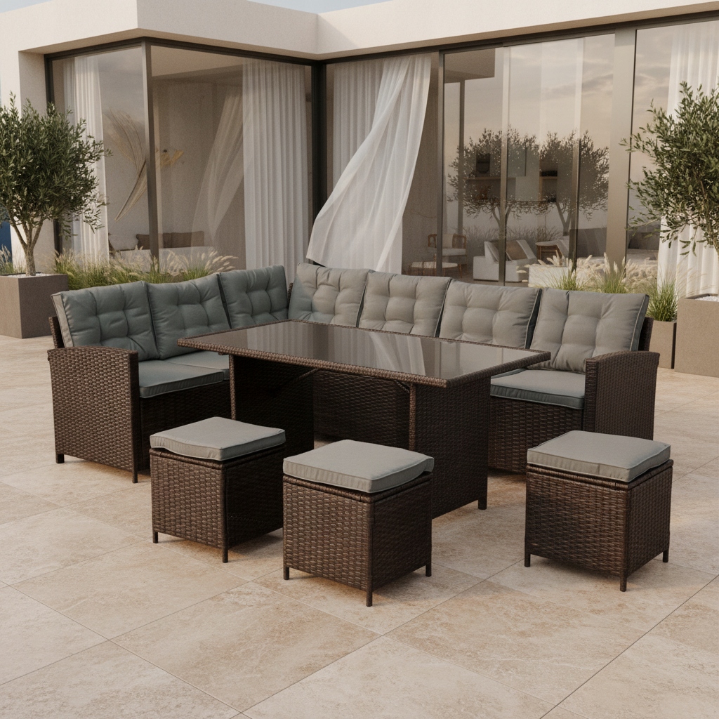NAROŻNIK OGRODOWY SFS019 XXL DUŻY ZESTAW MEBLI OGRODOWYCH BRĄZ IDEAL GARDEN Producent MTG Trade Group