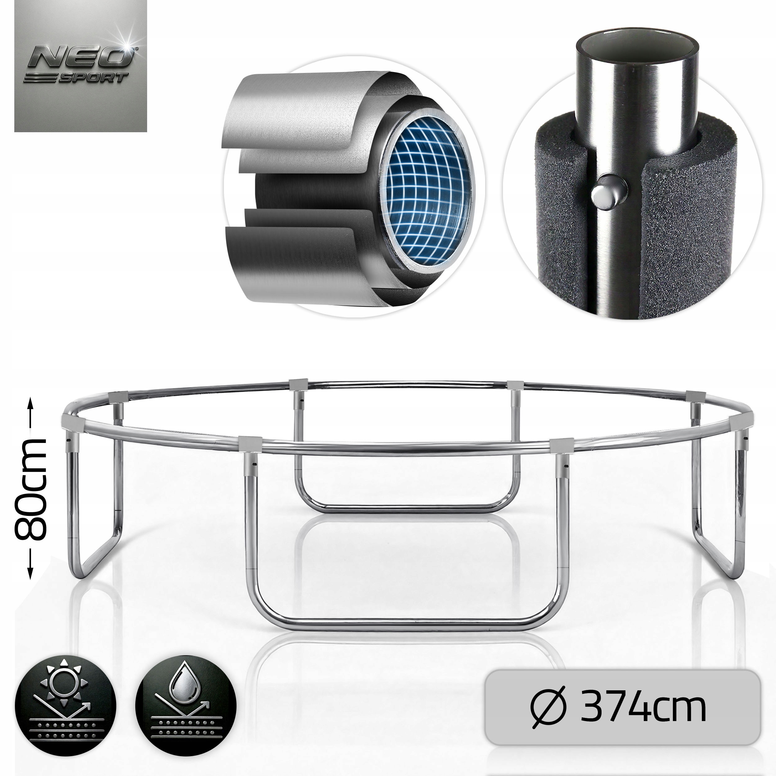 TRAMPOLINA OGRODOWA DLA DZIECI z SIATKĄ ZEWNĘTRZNĄ 374cm 12ft Neo-Sport Marka Neo-sport