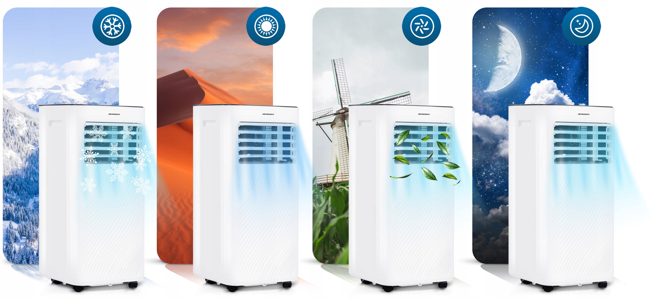 KLIMATYZATOR PRZENOŚNY 2,6kW 30m2 OSUSZACZ 24l/24h WiFi BERDSEN 9000 BTU Rodzaj przenośny