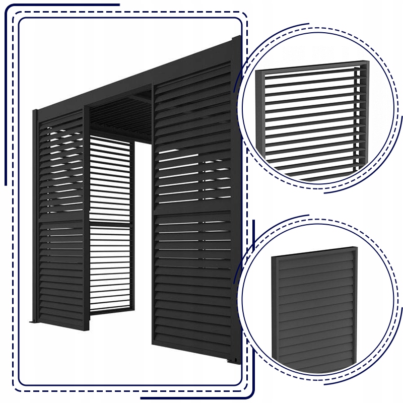 RUCHOMY PANEL ŻALUZJOWY ANTRACYTOWY 4M DO PERGOLI 123X218CM ŚCIANKA EAN (GTIN) 05901738197381