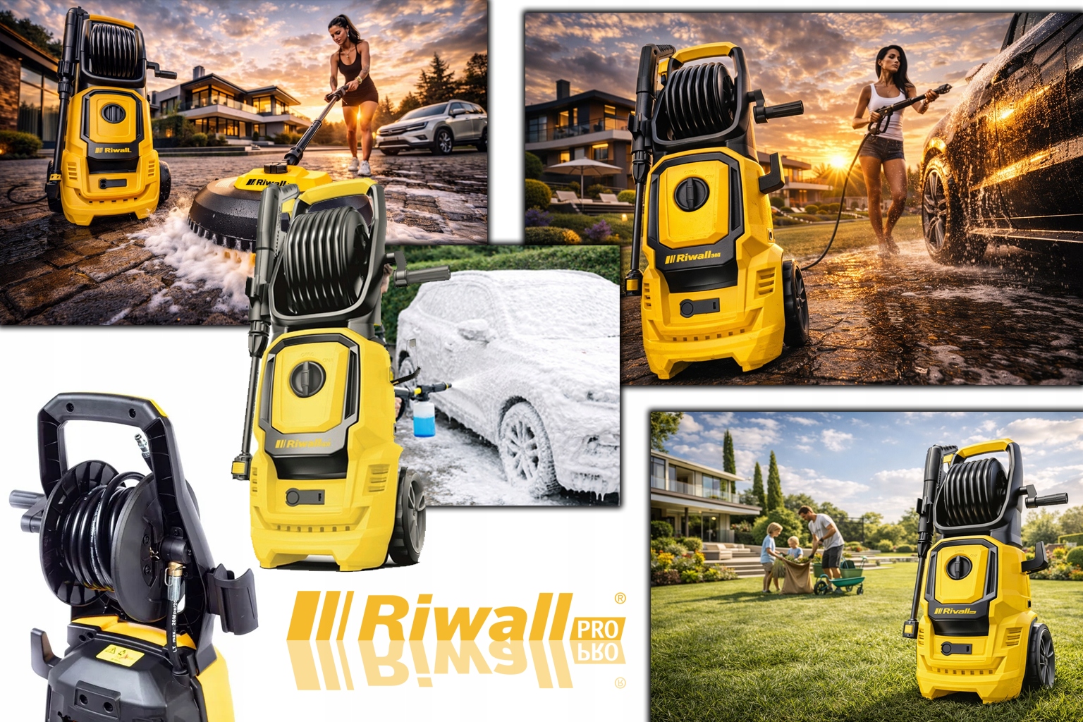 Elektryczna myjka ciśnieniowa 150 bar z akcesoriami Riwall PRO REPW 155 SET Kod producenta REPW155SET