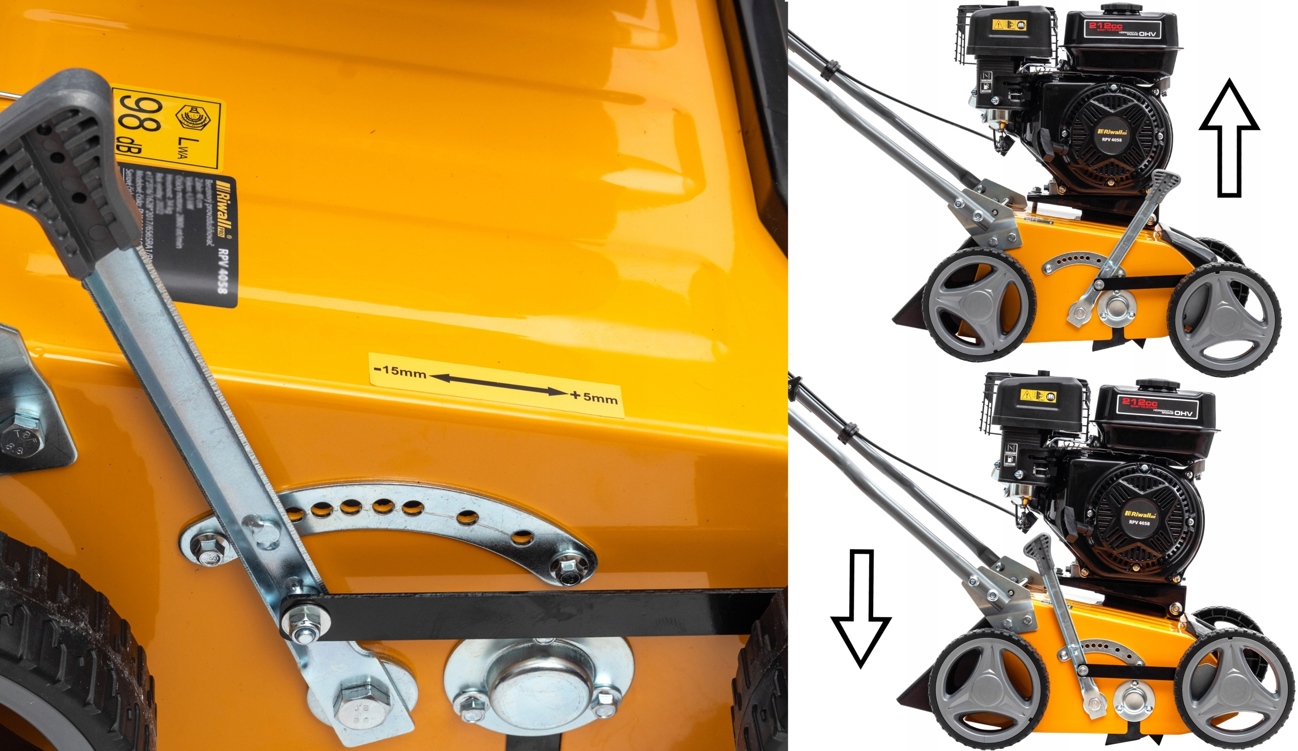 MOCNY AERATOR WERTYKULATOR SPALINOWY 4300W 10KM RIWALL 2 WAŁKI Waga narzędzia 38 kg
