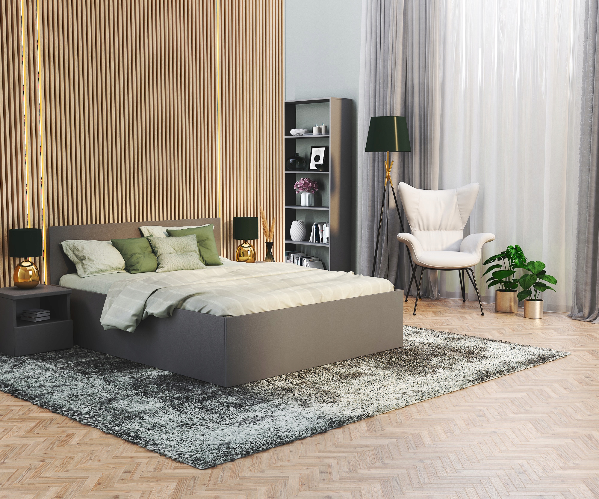 Łóżko 140x200 stelaż + materac PANAMA DM Kolor mebla biały