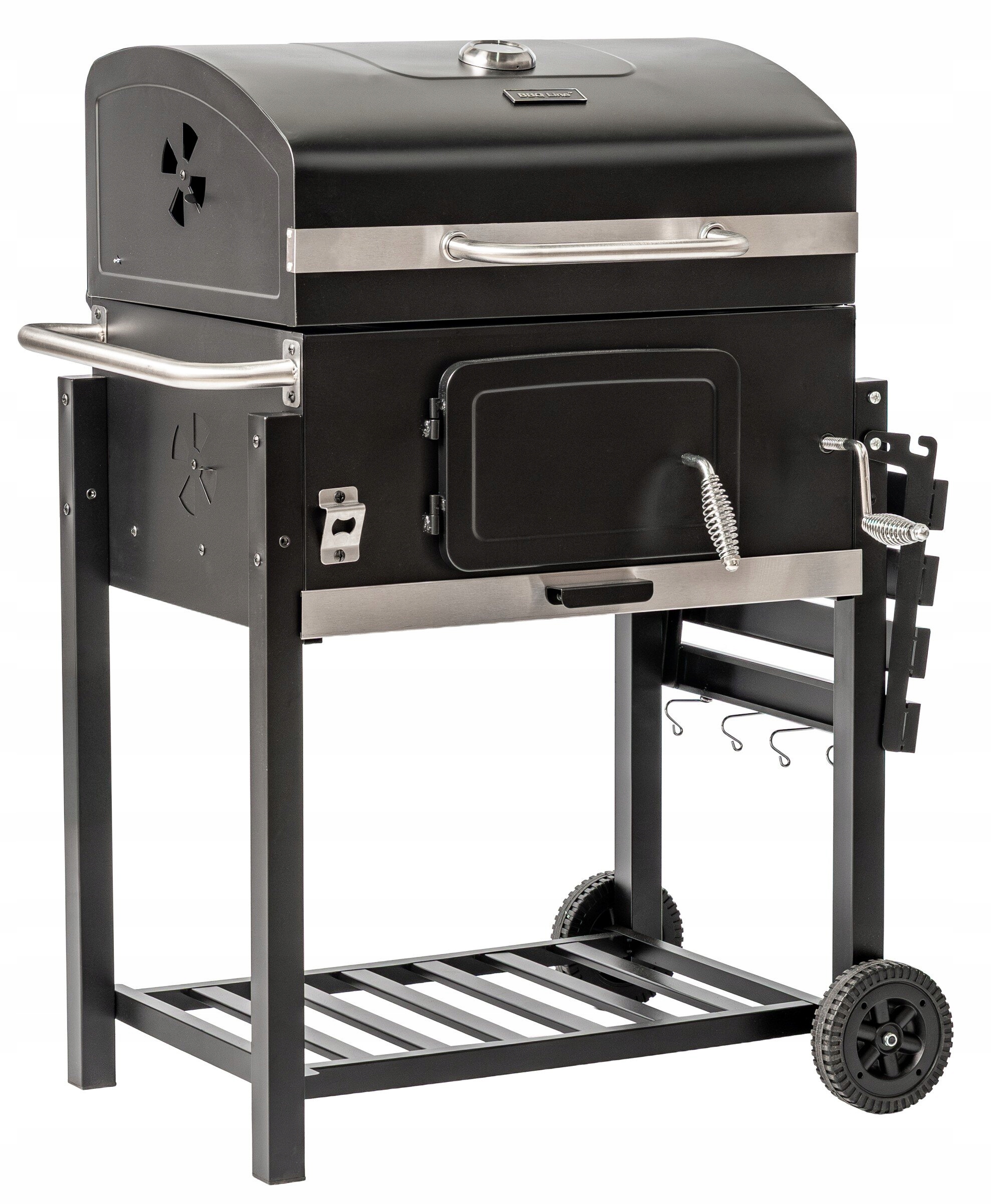 GRILL WĘGLOWY ogrodowy DUŻY XL z pokrywą TERMOMETREM REGULACJĄ RUSZTU Długość rusztu 52 cm