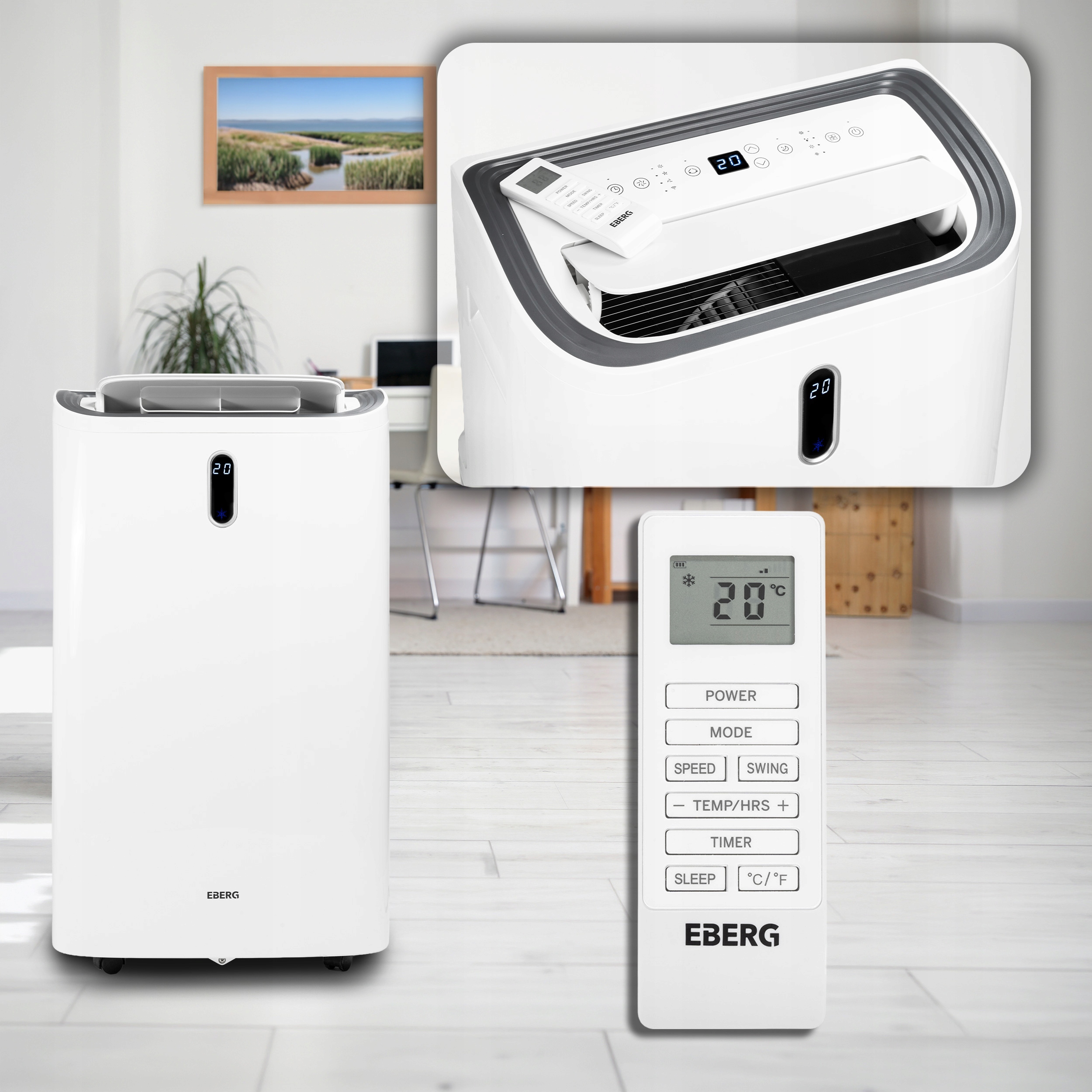 Klimatyzator przenośny EBERG VIGO 4,7kW 4w1 WiFi Osuszacz + Funkcja grzania Sterowanie manualne na pilot