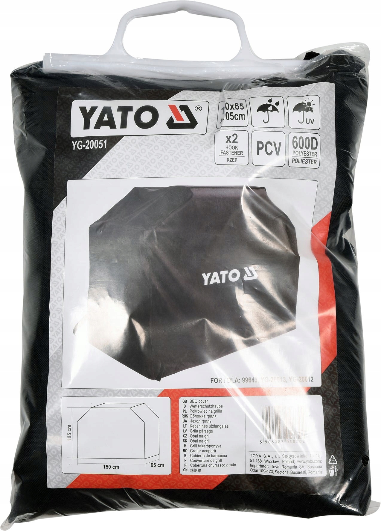 WODOODPORNY POKROWIEC NA GRILL GAZOWY 150x65x105cm YATO OXFORD 600D SOLIDNY Producent Yato