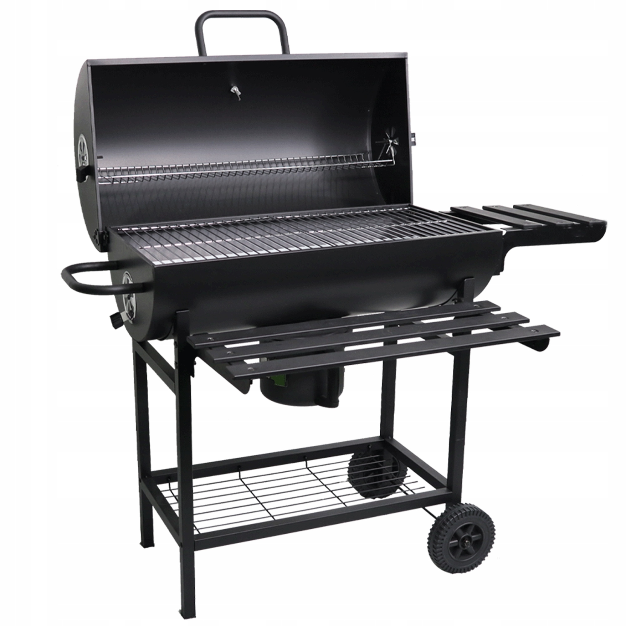 Grill Węglowy Ogrodowy z POKRYWĄ Duża Beczka Popielnik Termometr Półki Wysokość grilla 115 cm