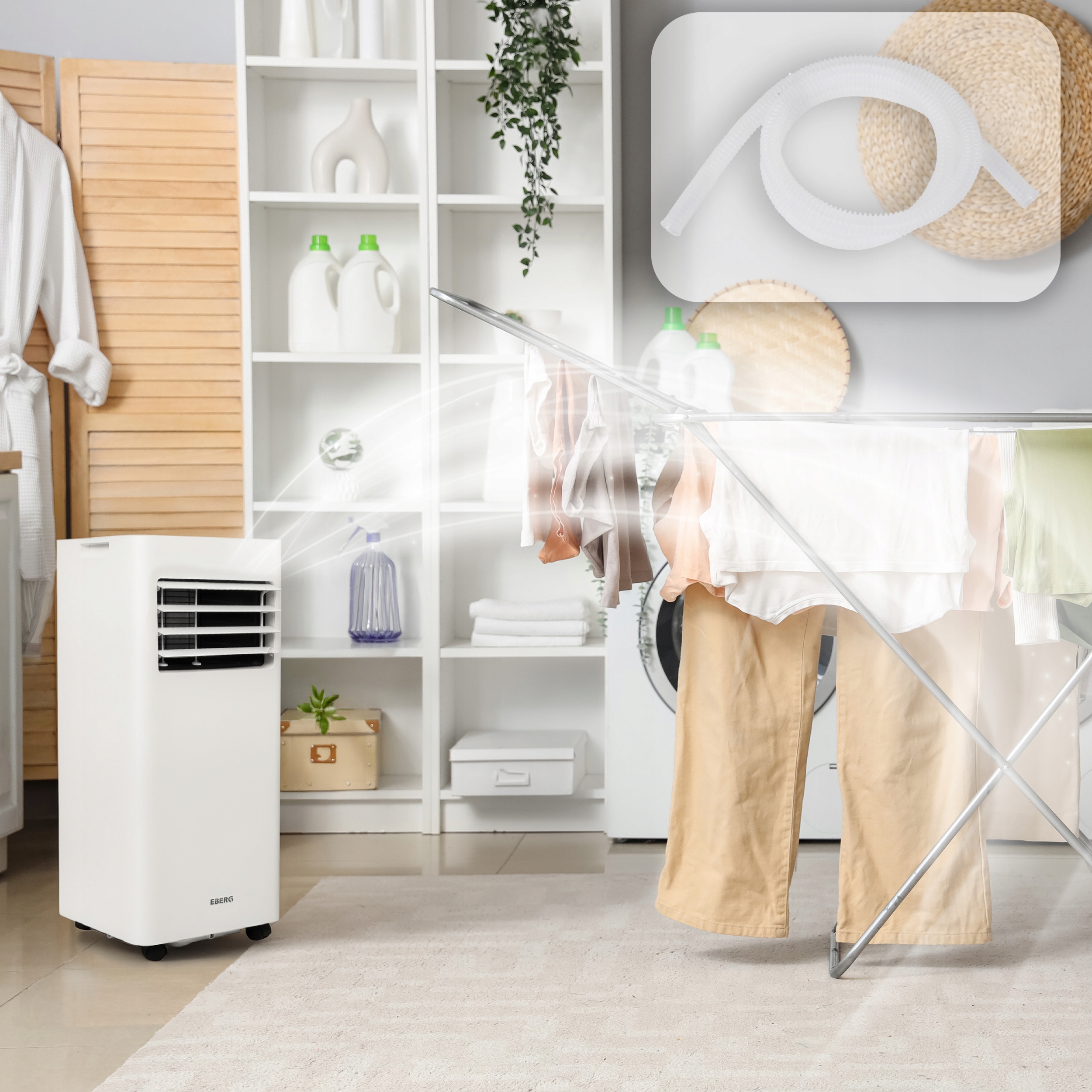 Klimatyzator przenośny EBERG SKY 2,6kW cichy WiFi osuszacz 24l + ClimaLock Klasa energetyczna- chłodzenie A