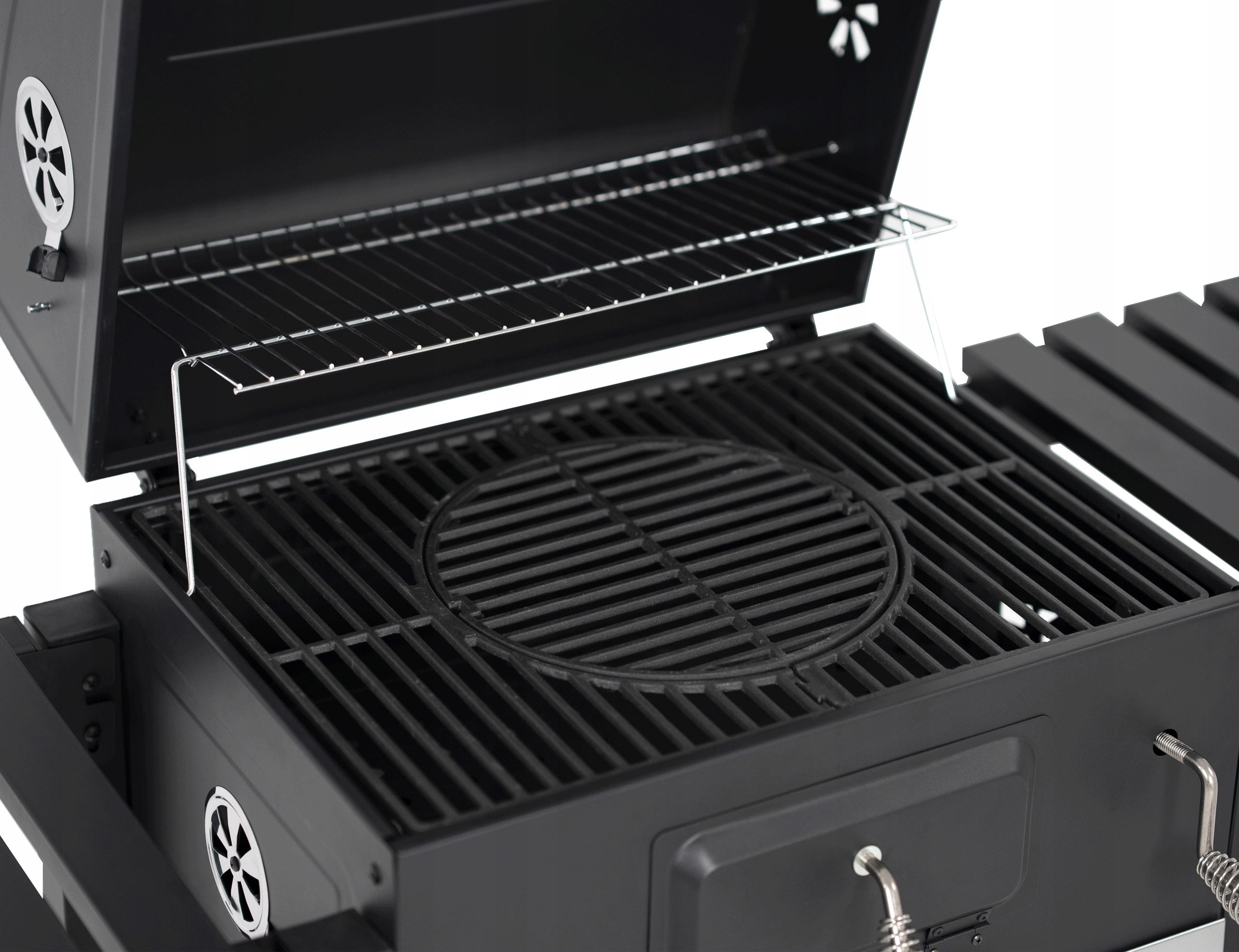 Grill Węglowy Ogrodowy Żeliwny Ruszt Duży Pokrywa Popielnik Termometr 136CM Waga produktu z opakowaniem jednostkowym 28.3 kg