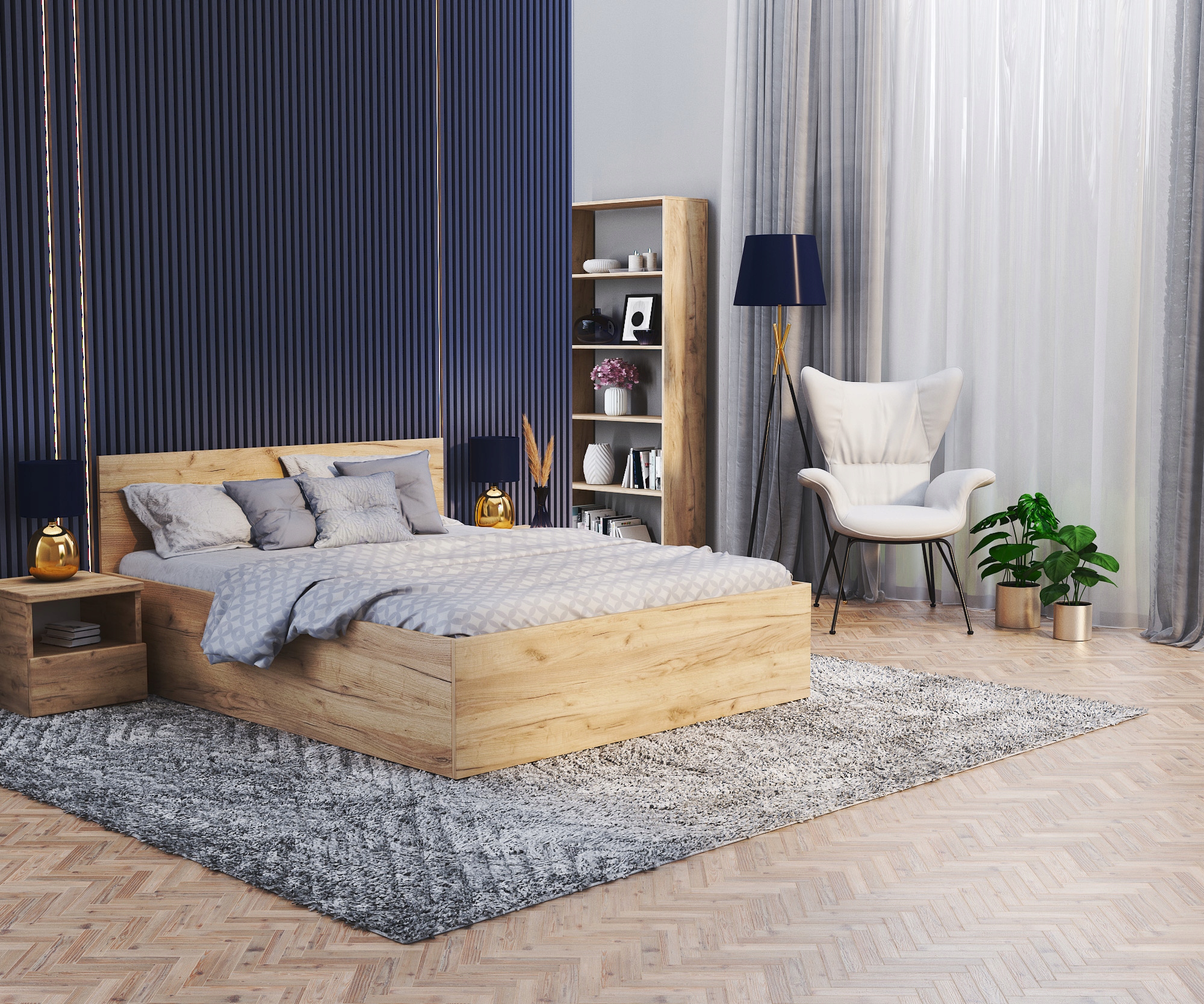 Łóżko 140x200 stelaż + materac PANAMA DM Rodzaj łóżka podwójne
