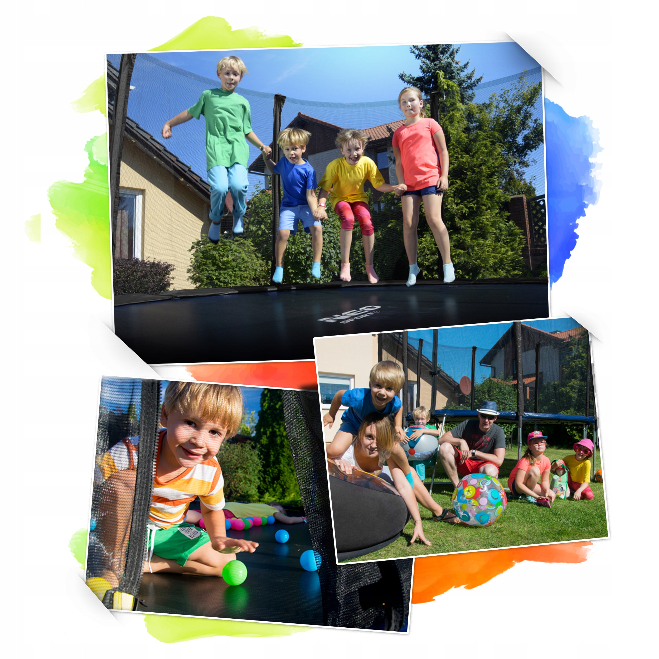 Trampolina ogrodowa dla dzieci 374cm 12ft + DRABINKA SIATKA WEWNĘTRZNA Liczba sprężyn/lin 64