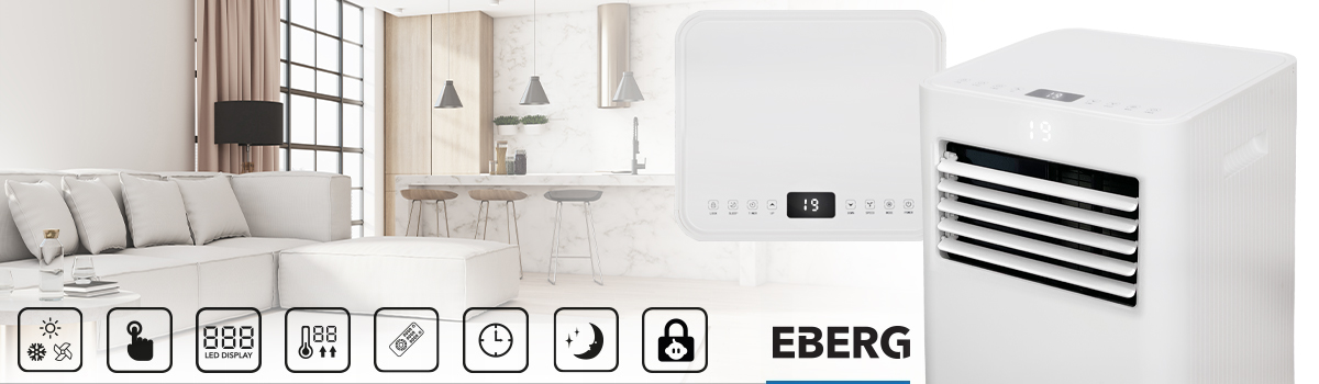 Klimatyzator przenośny osuszacz powietrza EBERG RIO 3kW 2xLED WiFi 24l/24h Waga produktu z opakowaniem jednostkowym 26 kg