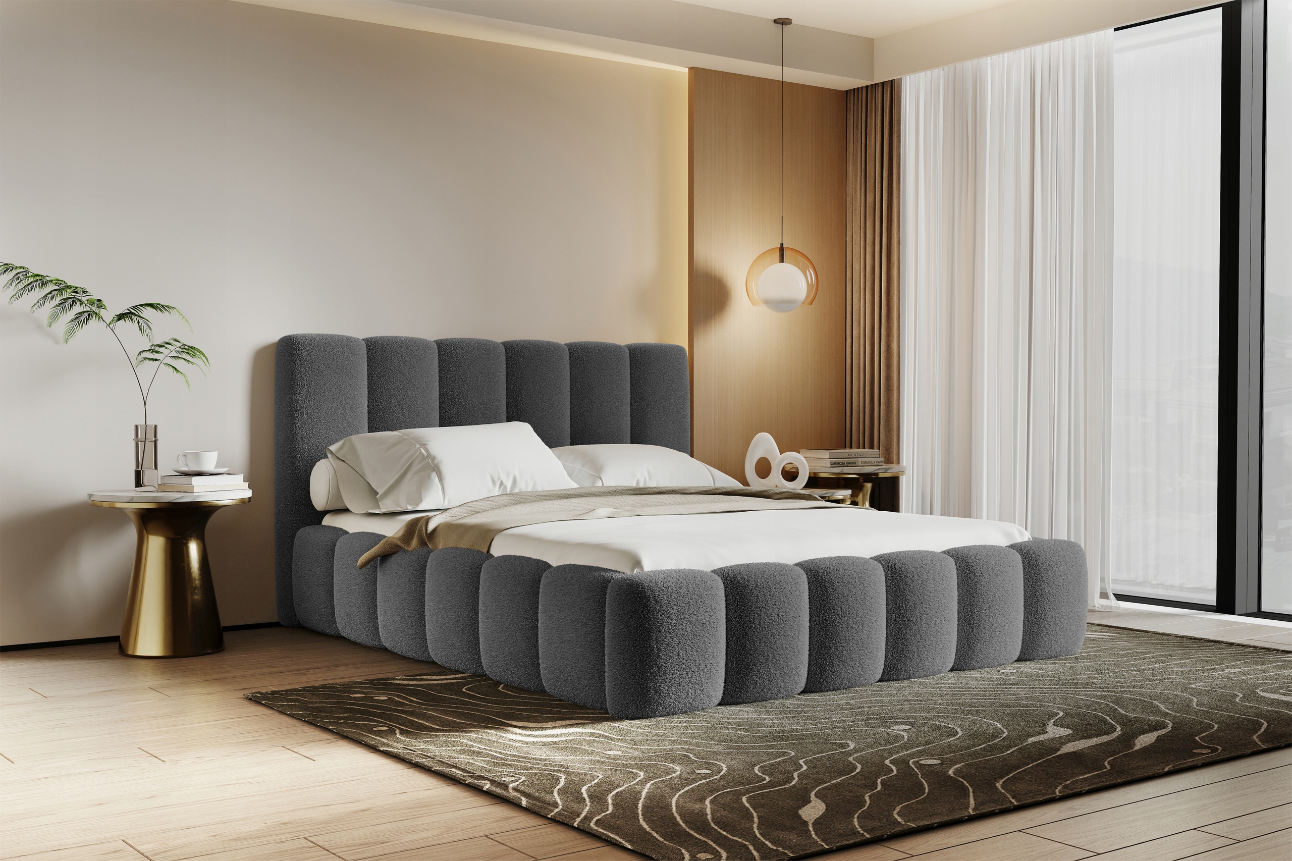 ŁÓŻKO TAPICEROWANE CAPRI 160X200 POJEMNIK MATERAC BOUCLE Marka MrGroup