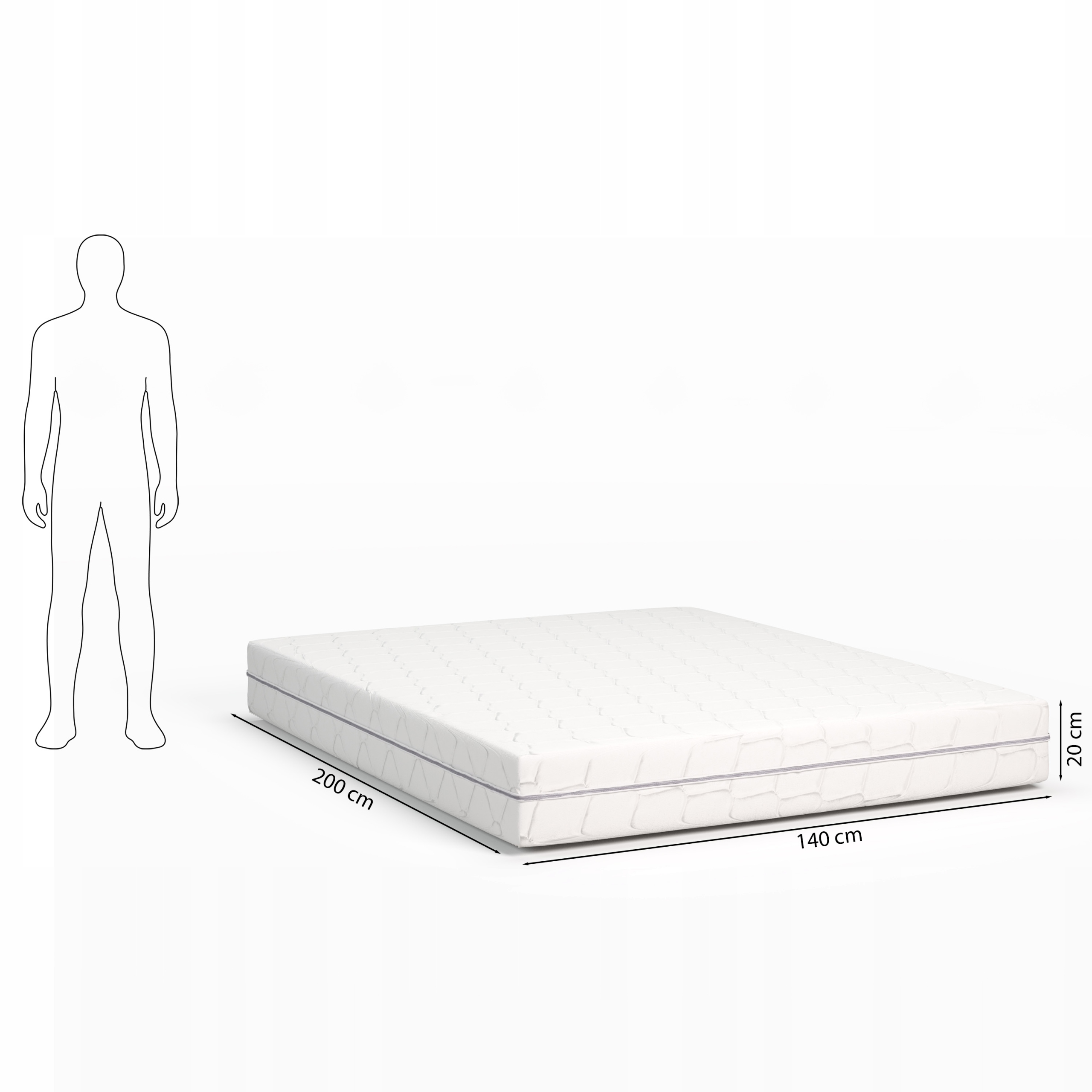 Łóżko 140x200 tapicerowane z pojemnikiem + materac, czarne, LED, od ręki EAN (GTIN) 5903760672676