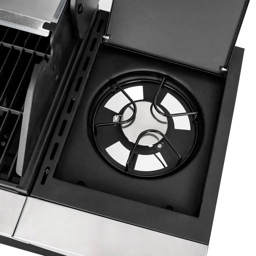 GRILL GAZOWY Ogrodowy RUSZT ŻELIWNY 13kW 4+1 STAL NIERDZEWNA + SZAFKA Szerokość grilla 120 cm