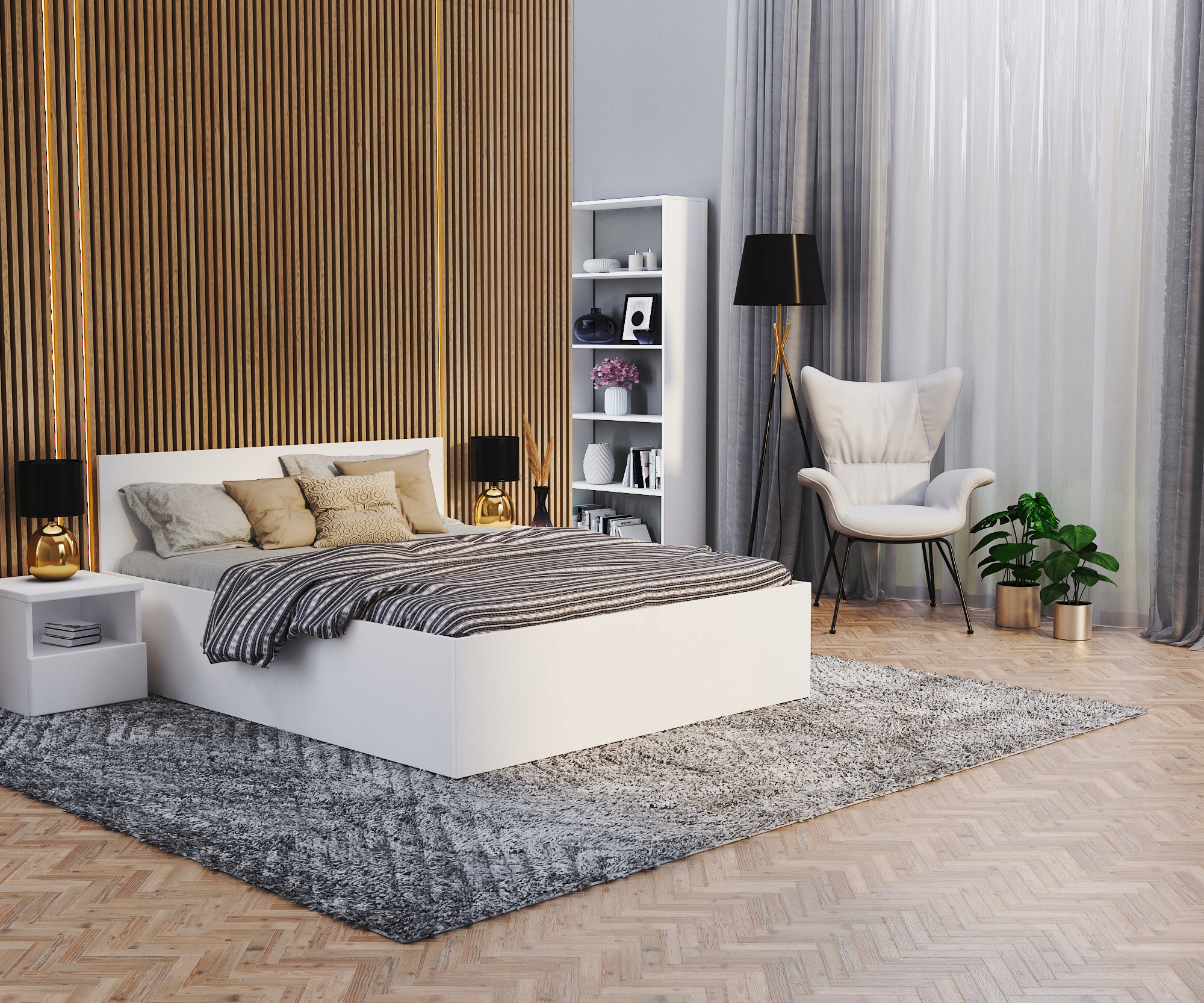 Łóżko 140x200 stelaż + materac PANAMA DM Powierzchnia spania 140x200
