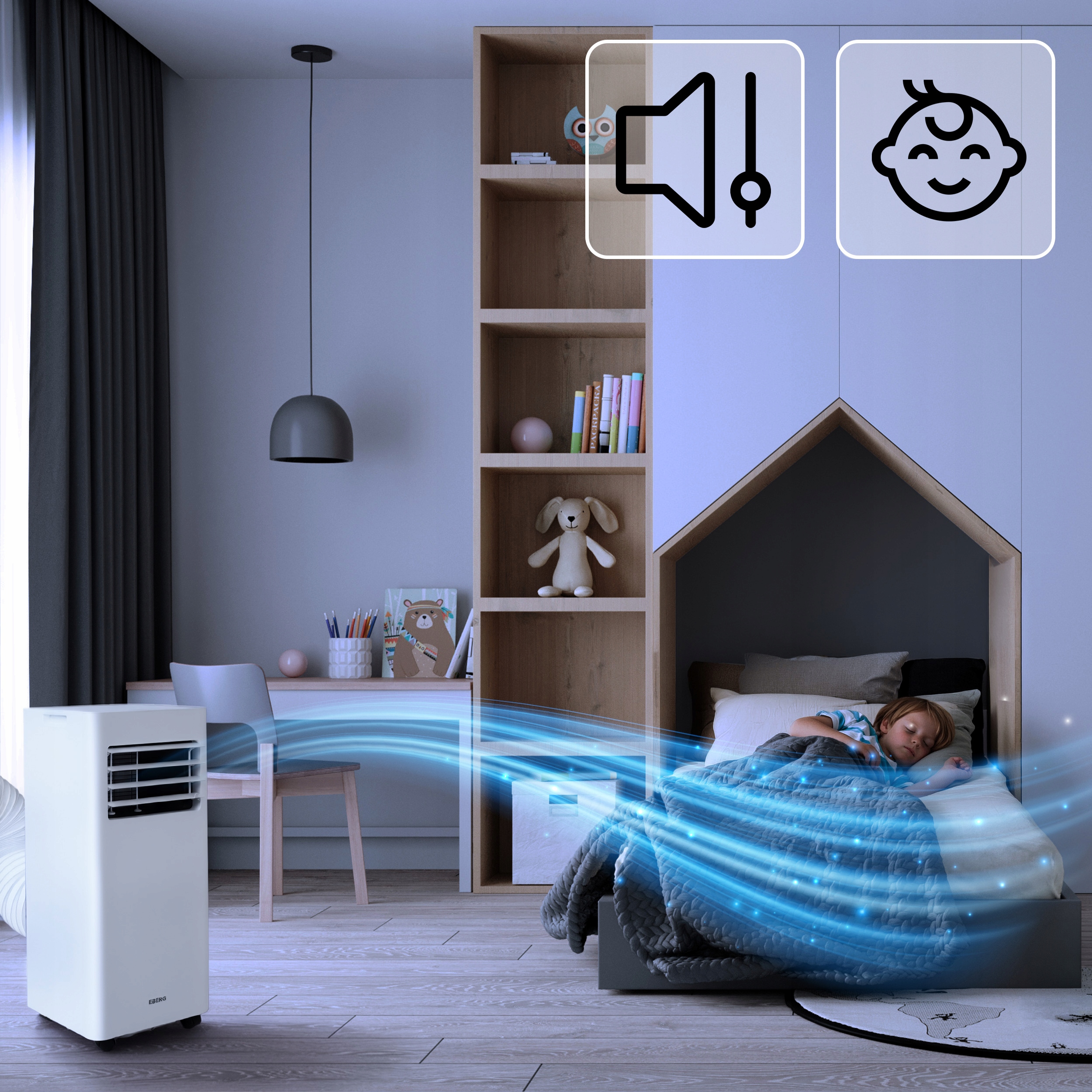 Klimatyzator przenośny EBERG SKY 2,6kW cichy WiFi osuszacz 24l + ClimaLock Rodzaj przenośny