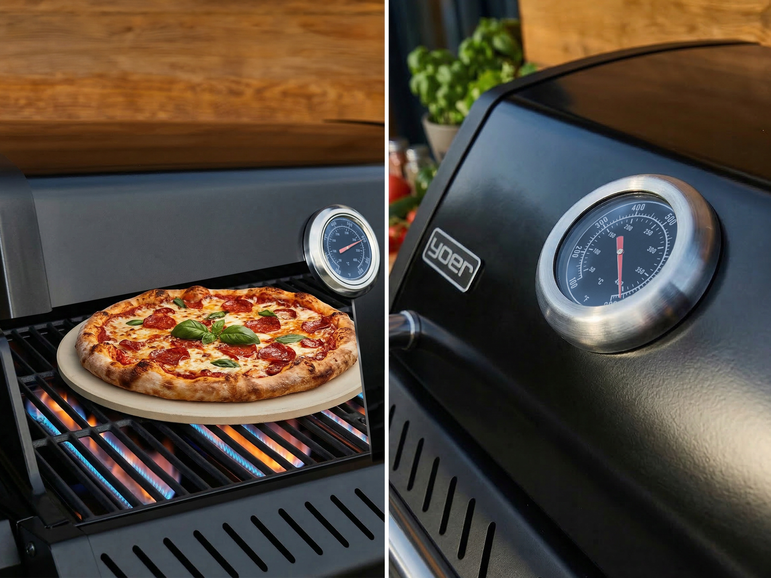 Grill gazowy Ogrodowy ŻELIWNY nierdzewny 4+2 Yoer 21,15 kW +szafka na butlę Szerokość grilla 145 cm