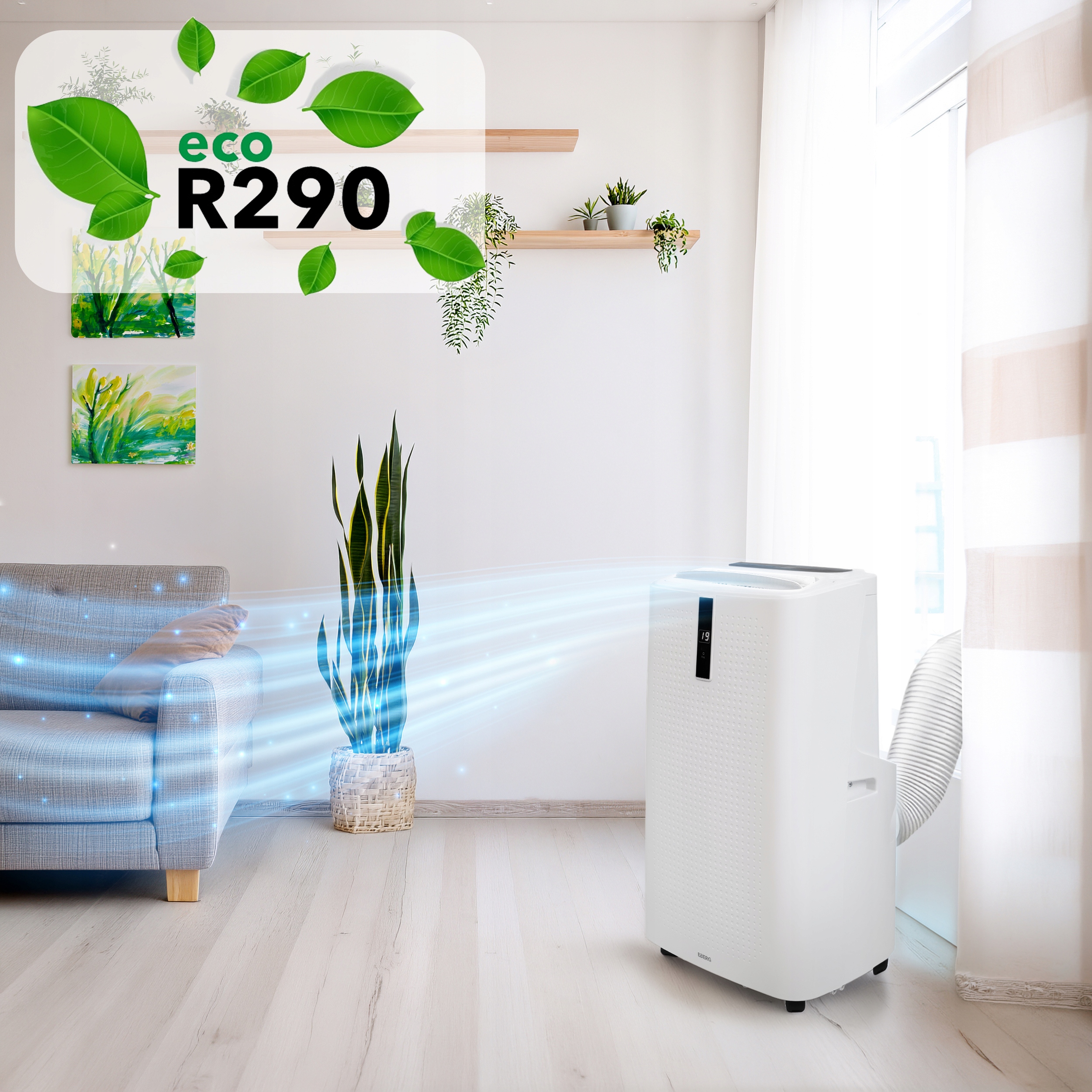 Klimatyzator przenośny EBERG ENVA 3,5kW 3w1 WiFi osuszacz 56l/24h+ClimaLock Zakres klas efektywności energetycznej A - G