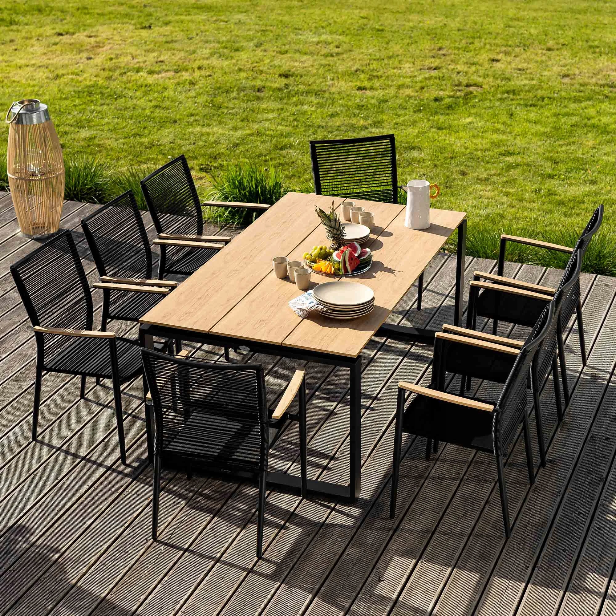 Duży Stół Ogrodowy Aluminiowy 180x100cm z Blatem Polywood Giovo 8 Osobowy Szerokość mebla 180 cm