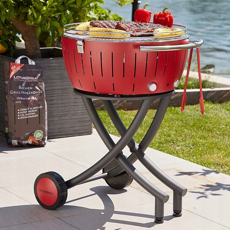 GRILL WĘGLOWY BEZDYMNY LOTUSGRILL OGRODOWY DUŻY ZESTAW WÓZEK MOBILNY XXL Wysokość grilla 86 cm