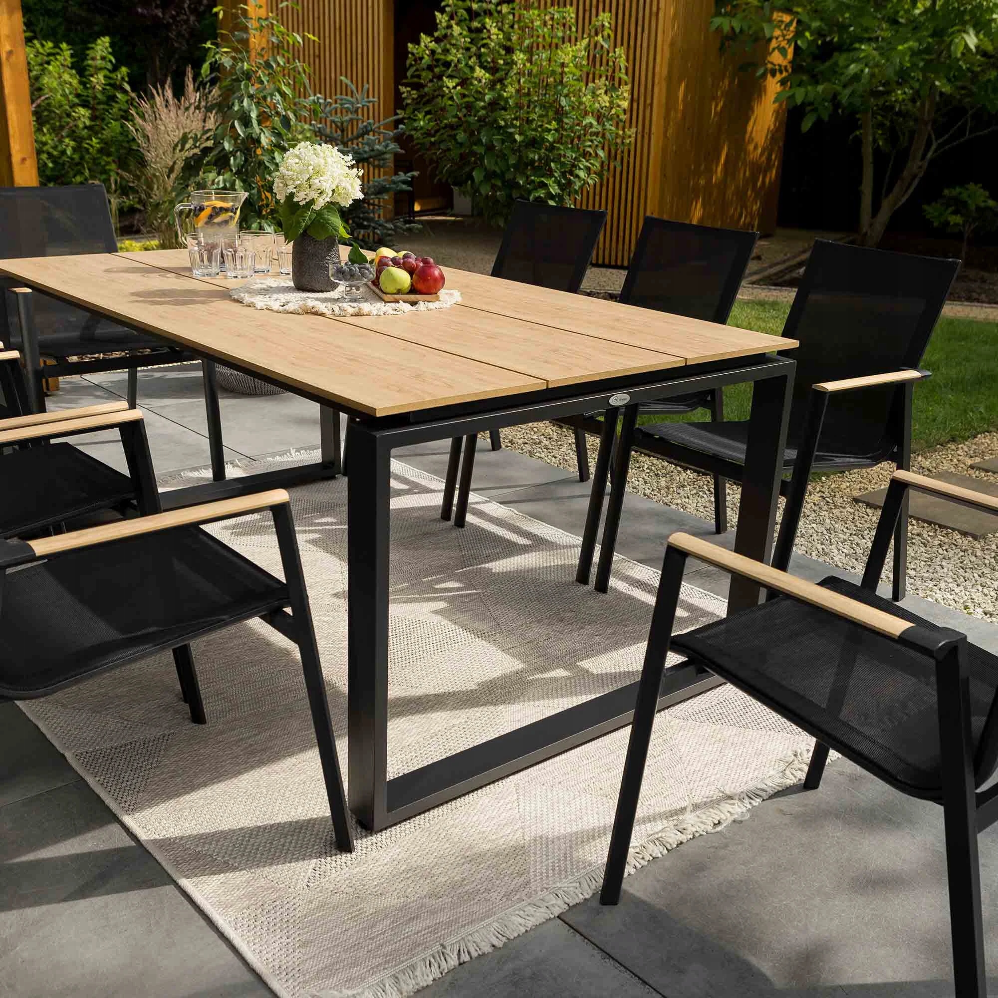 Duży Stół Ogrodowy Aluminiowy 180x100cm z Blatem Polywood Giovo 8 Osobowy Kod producenta DV-067GT