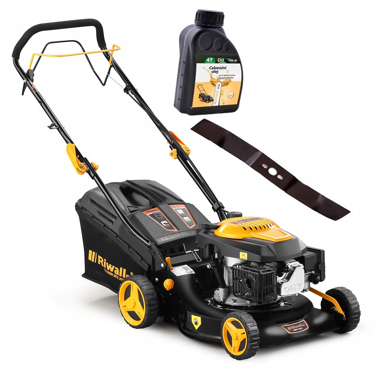 Kosiarka spalinowa Riwall 4235 z napędem z koszem 45l 42 cm napęd na koła