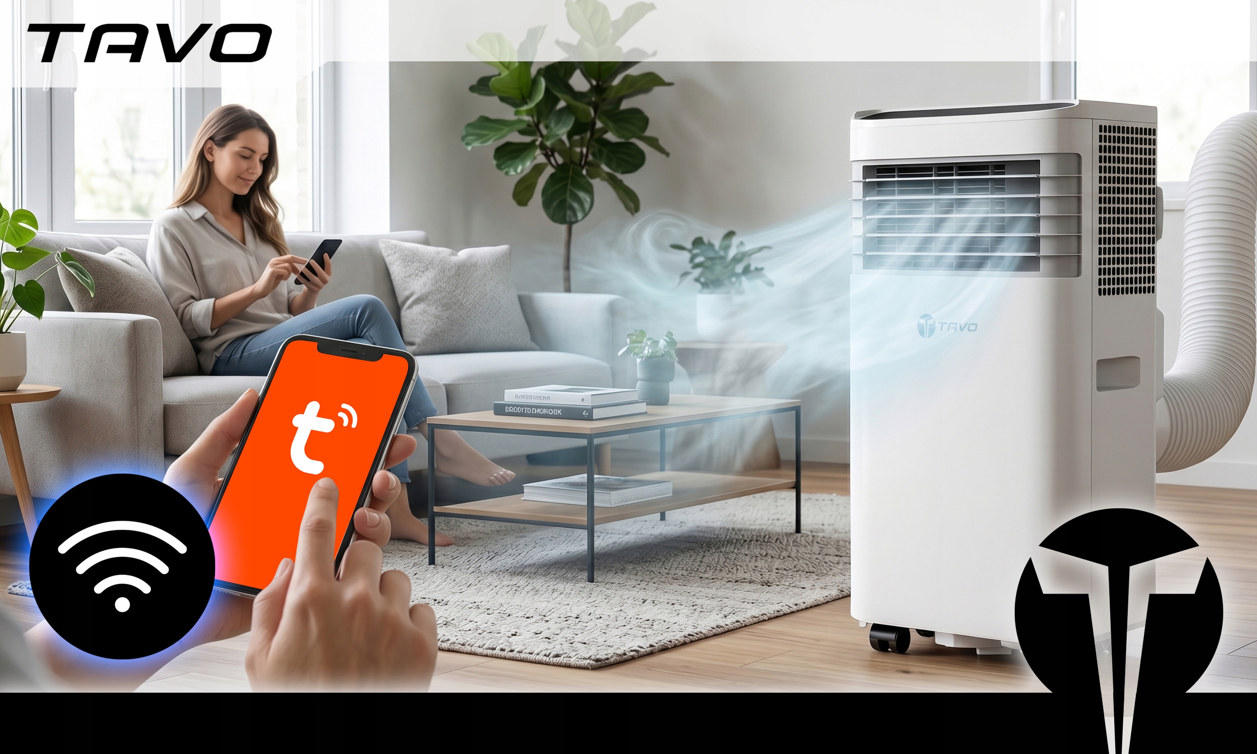 Klimatyzator Przenośny WiFi 2,6kW 60m2 Cichy Osuszacz 30L Tuya Uszczelka Zalecana maksymalna wielkość pomieszczenia 60 m²