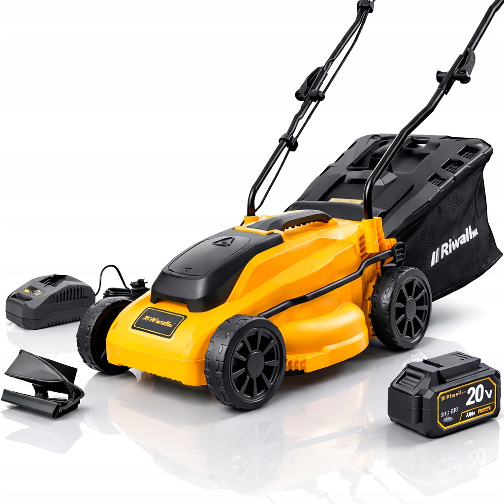 KOSIARKA AKUMULATOROWA INDUKCYJNA RIWALL 3320i 20V 4Ah 33cm + aku ładowarka Regulacja wysokości koszenia z regulacją