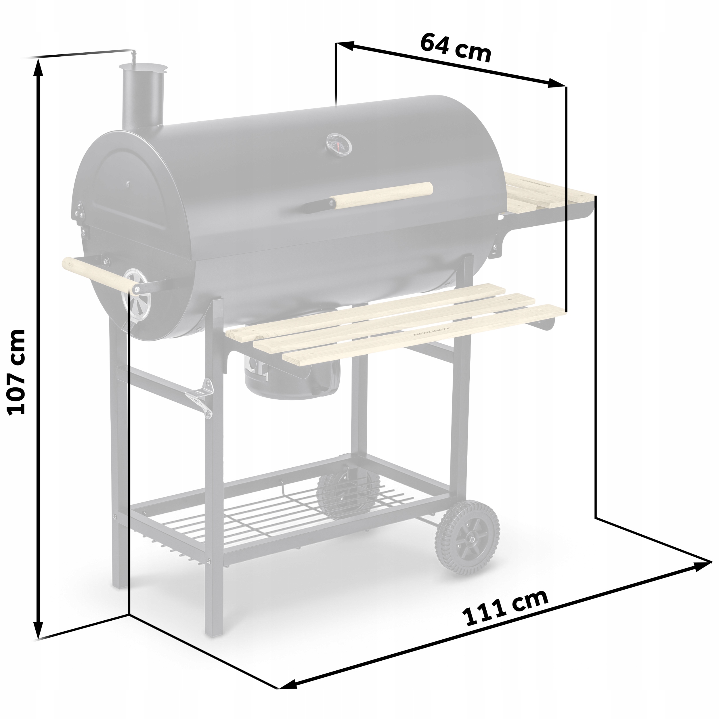 GRILL OGRODOWY WĘGLOWY BECZKOWY | KOMIN | TERMOMETR | POPIELNIK | XXL Materiał stal