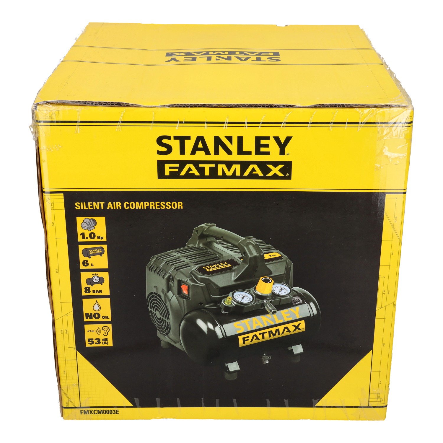 CICHY Kompresor Stanley Fatmax SILENT 8 bar 105 l/min 1kM/750W DST101/8/6 Typ kompresor bezolejowy