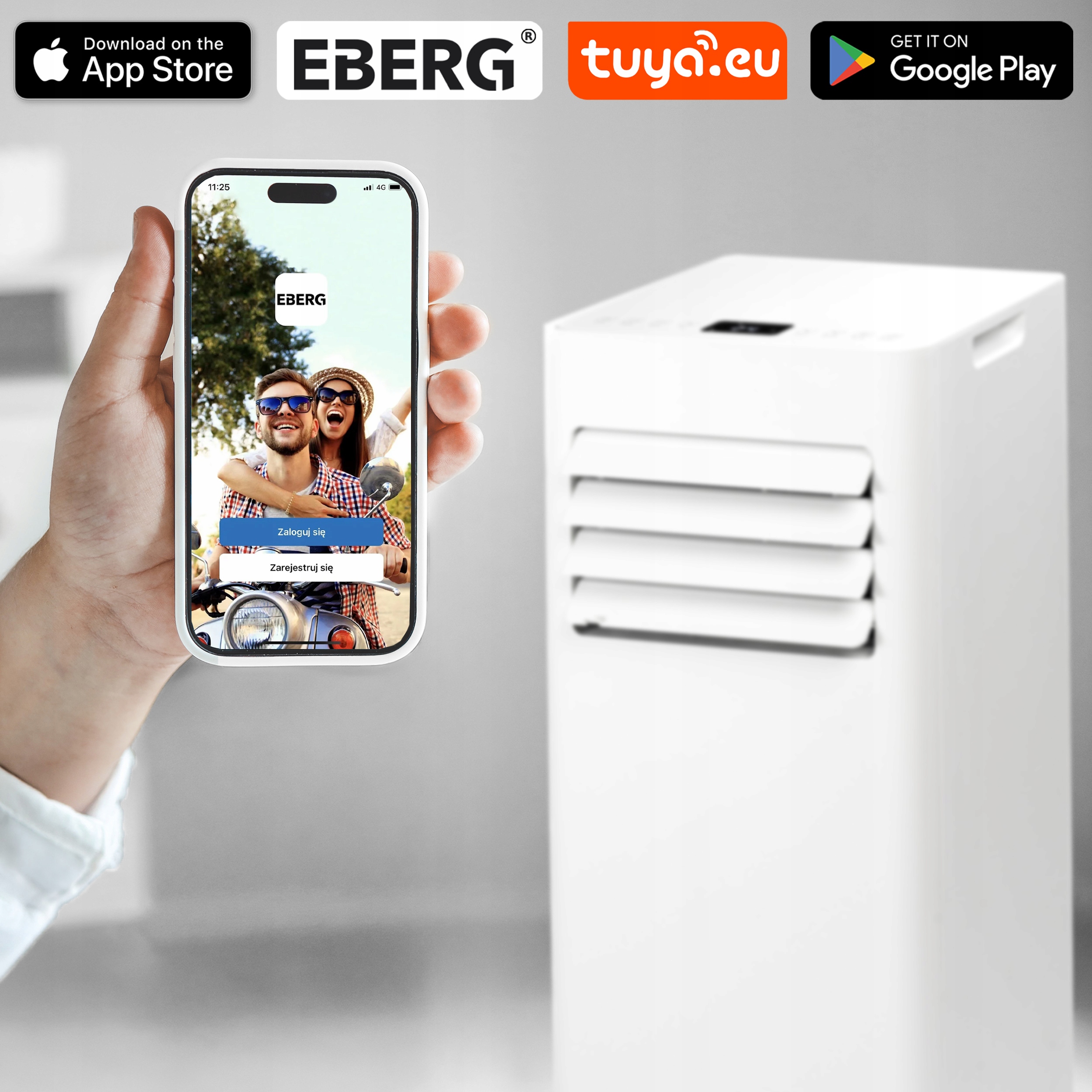 Klimatyzator przenośny EBERG SKY 2,6kW cichy WiFi osuszacz 24l + ClimaLock Marka EBERG