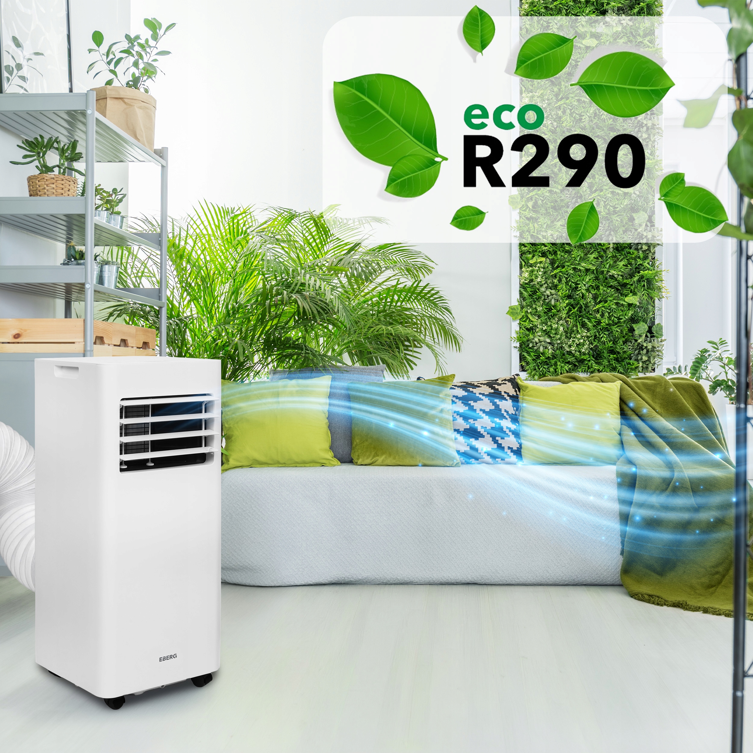 Klimatyzator przenośny EBERG SKY 2,6kW cichy WiFi osuszacz 24l + ClimaLock Zalecana maksymalna wielkość pomieszczenia 27 m²