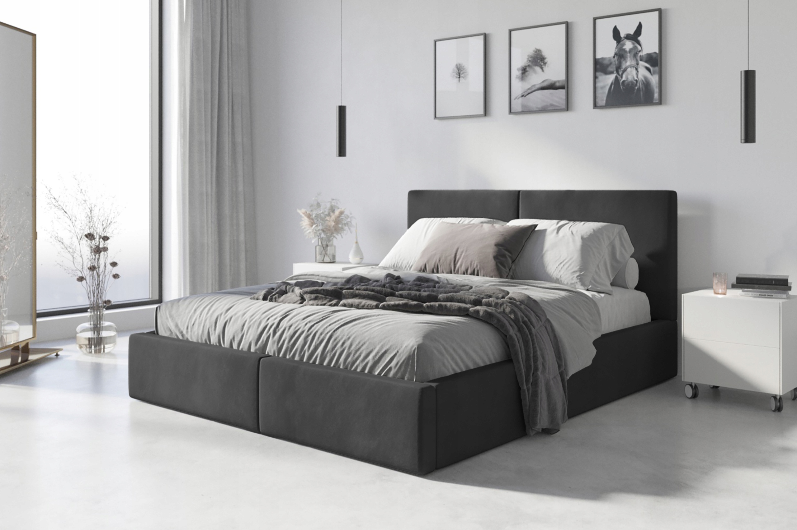 Łóżko 120x200 Tapicerowane Hilton stelaż metalowy podnoszony Marka INTERBEDS