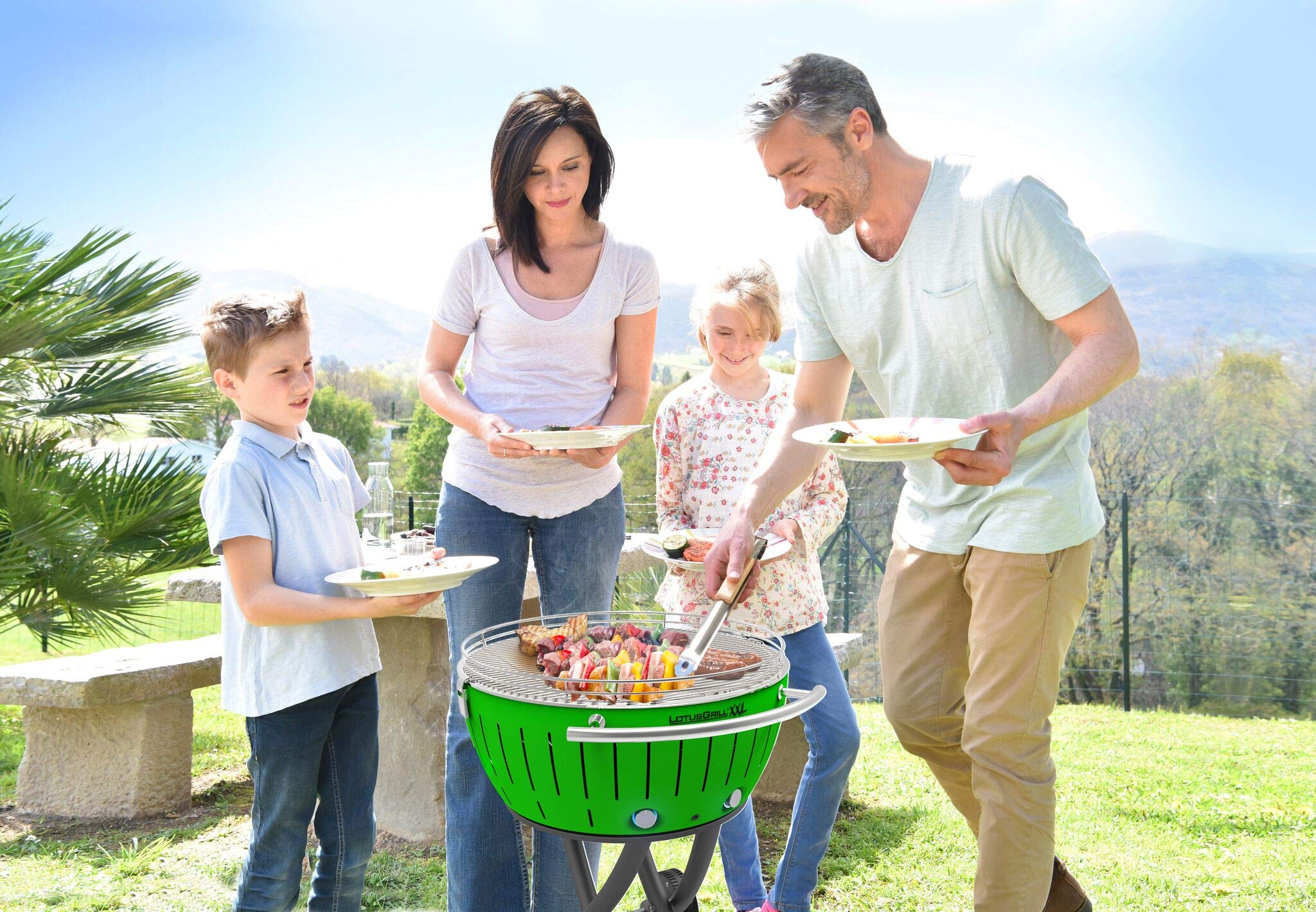 GRILL WĘGLOWY BEZDYMNY LOTUSGRILL OGRODOWY DUŻY ZESTAW WÓZEK MOBILNY XXL Waga produktu z opakowaniem jednostkowym 22.5 kg