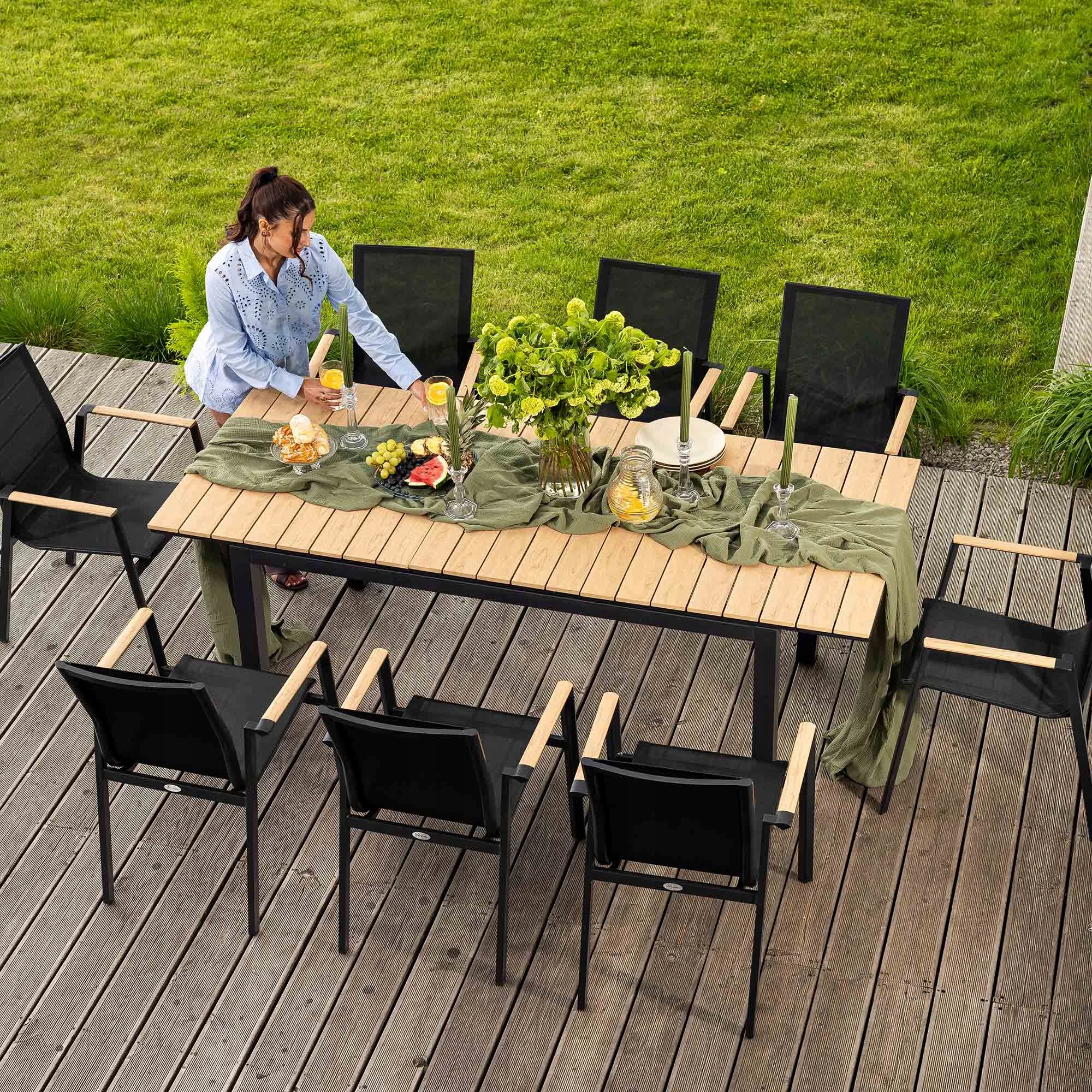 Stół Ogrodowy Duży Rozkładany 160/210x90cm Aluminiowy z Polywood 8 Osób Stan opakowania oryginalne