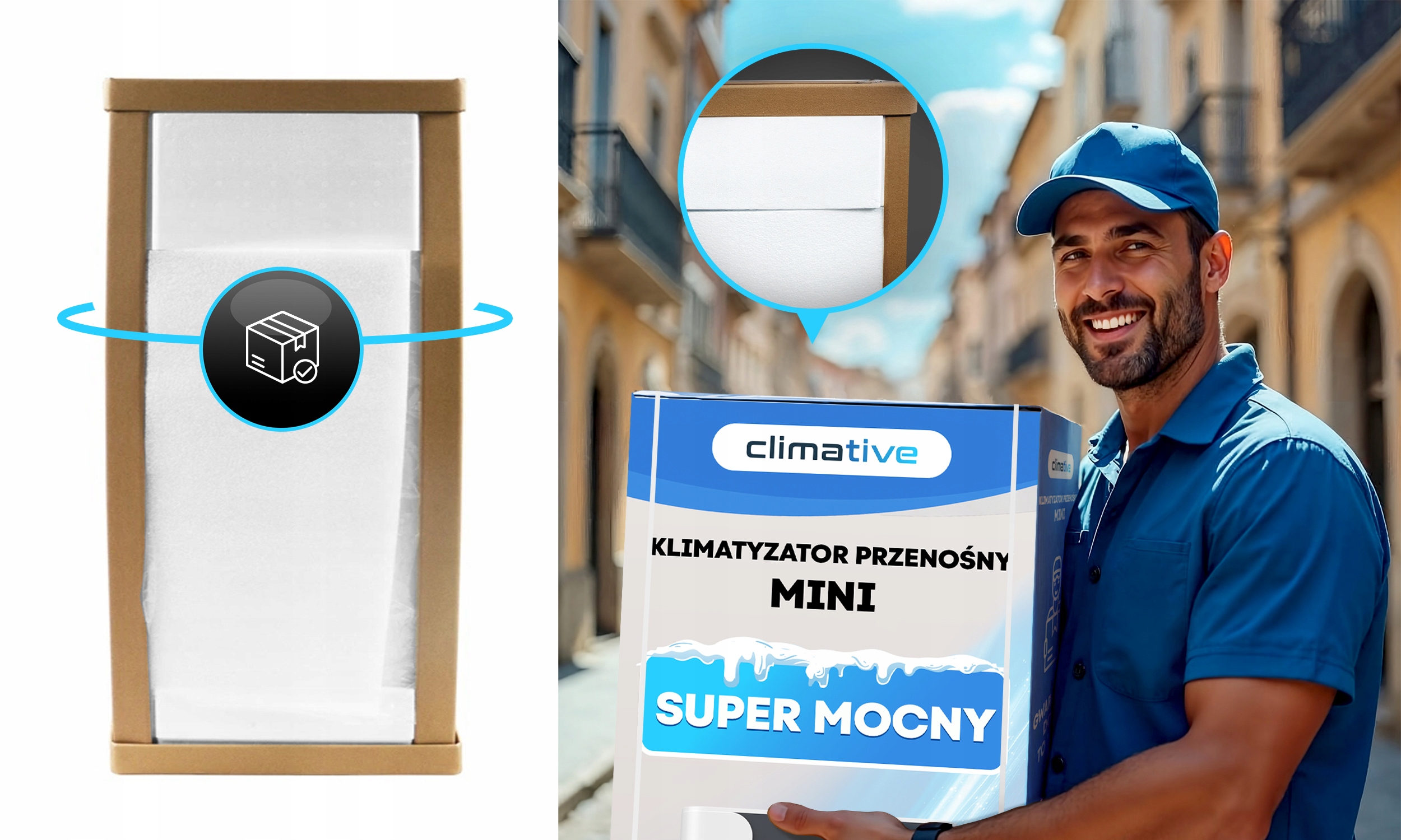 Klimatyzator przenośny MINI 2,6 kW mały cichy WiFi 26 m2 osuszacz uszczelka Sterowanie manualne na pilot