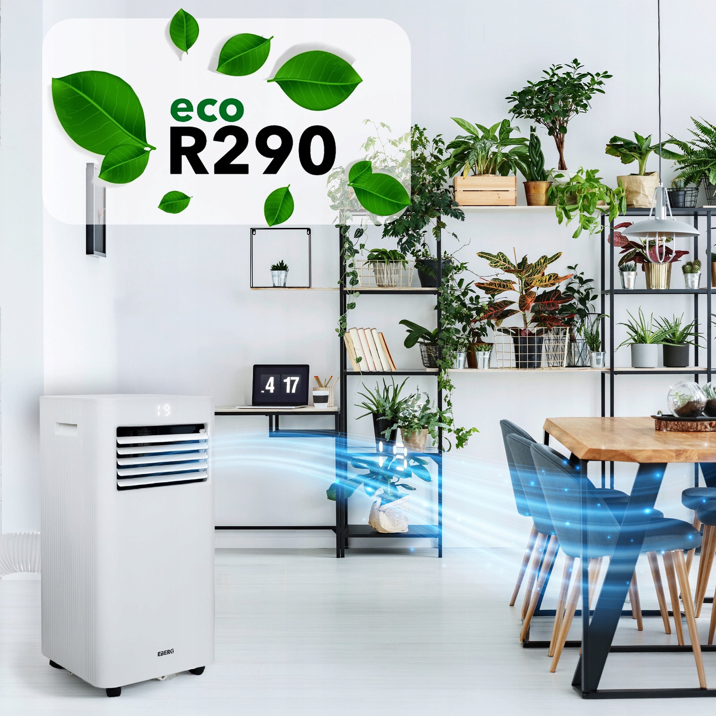 Klimatyzator przenośny osuszacz powietrza EBERG RIO 3kW 2xLED WiFi 24l/24h Zalecana maksymalna wielkość pomieszczenia 30 m²